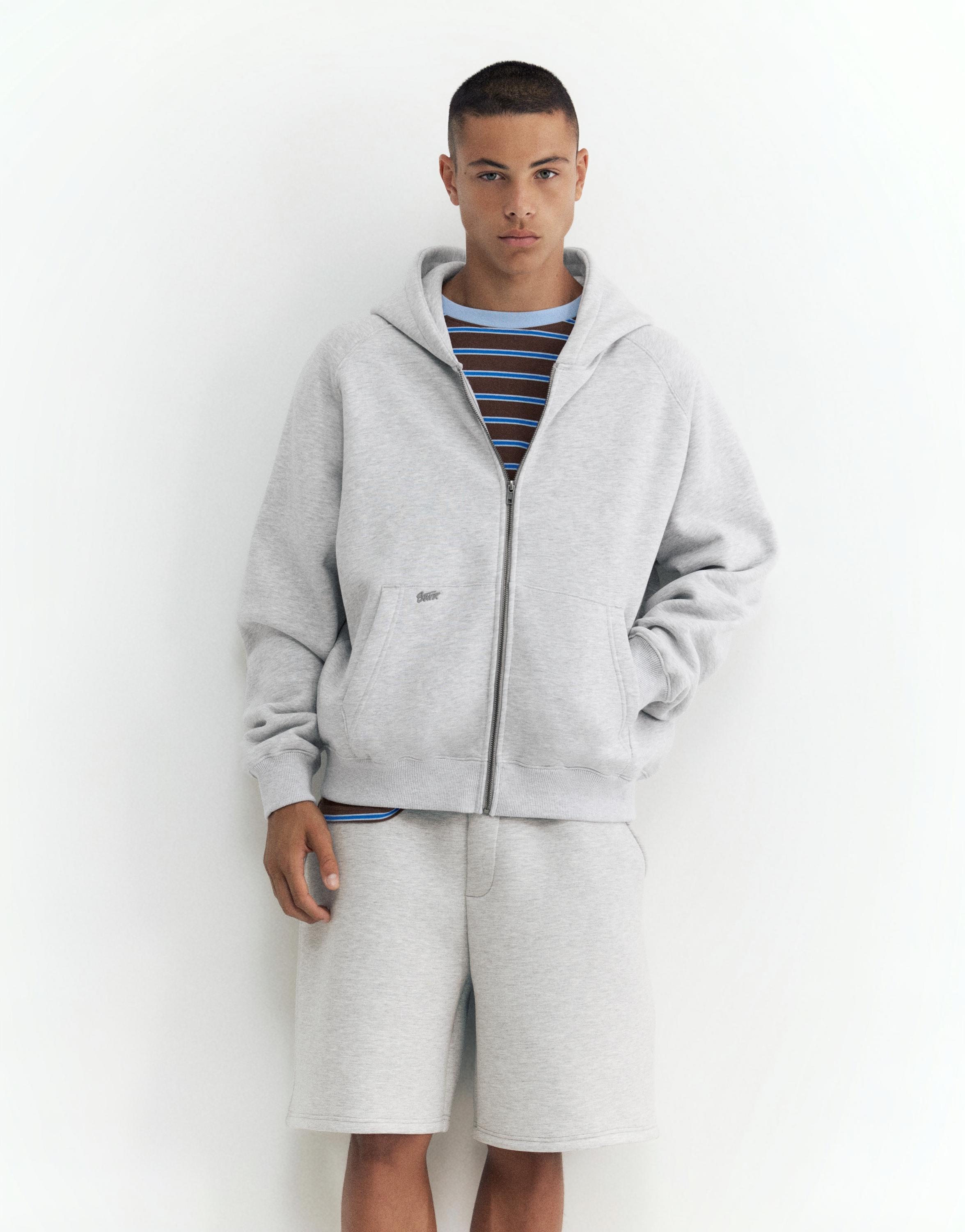 STWD zip-up hoodie — Grey marl