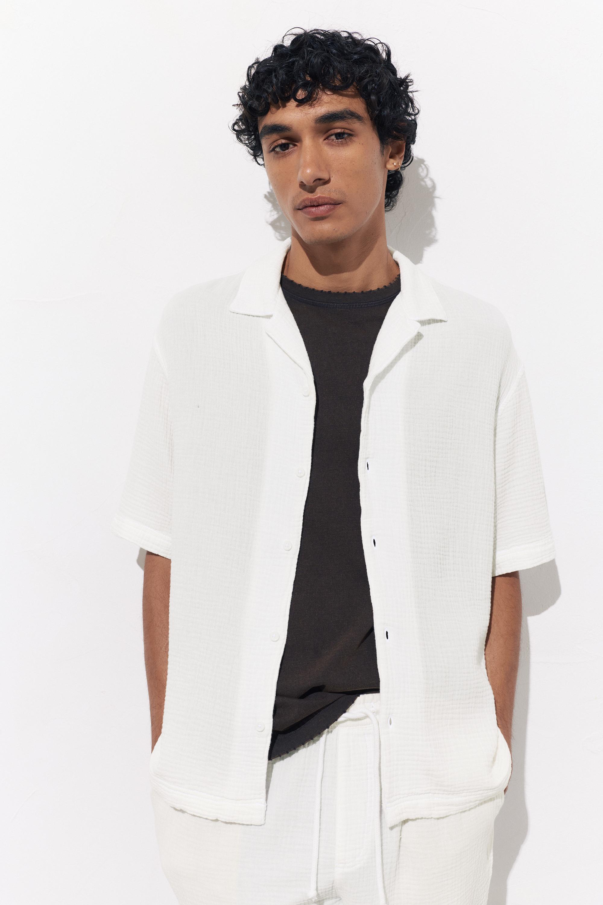 Short sleeve crepe shirt — White