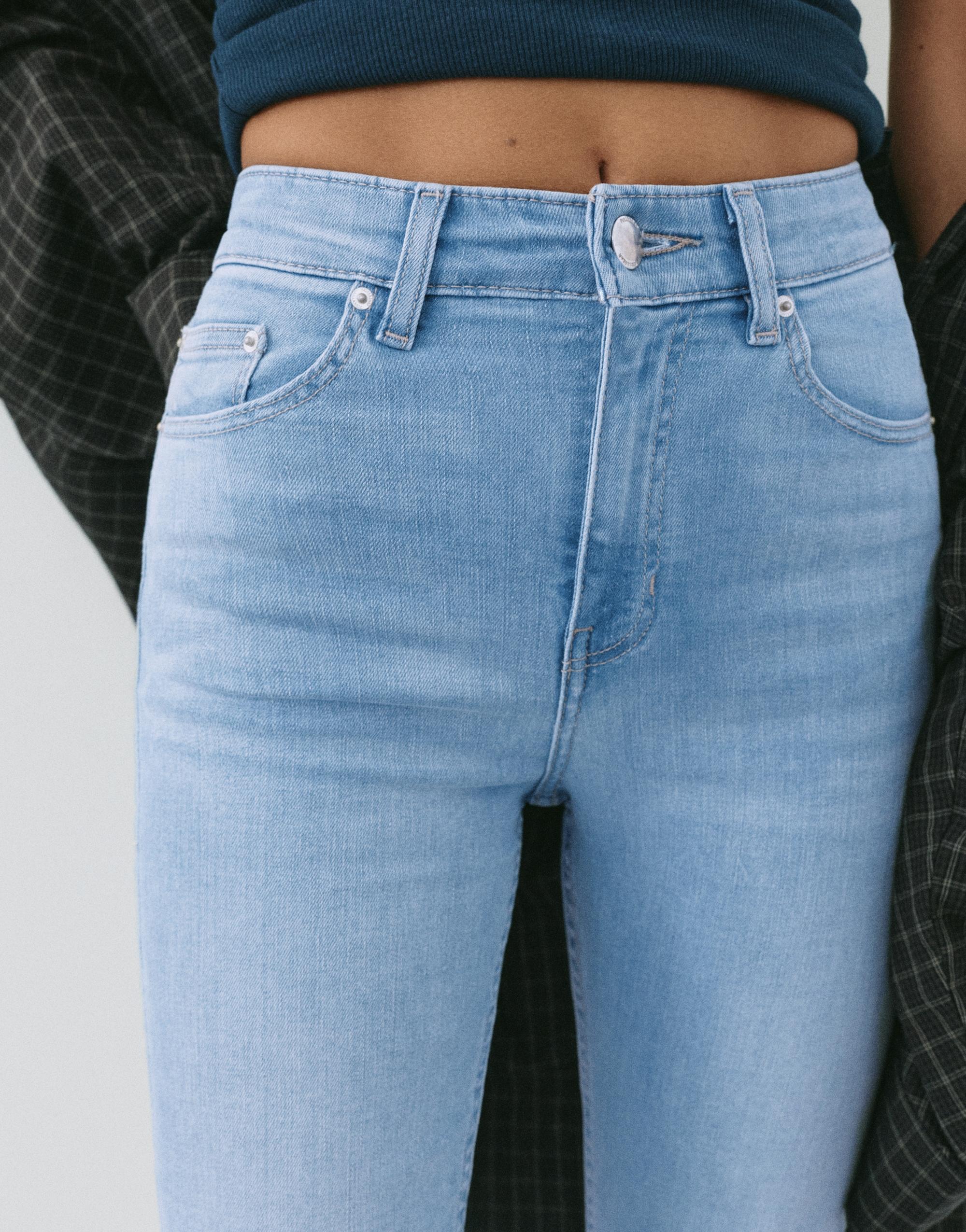 High-waist skinny jeans — Sky blue