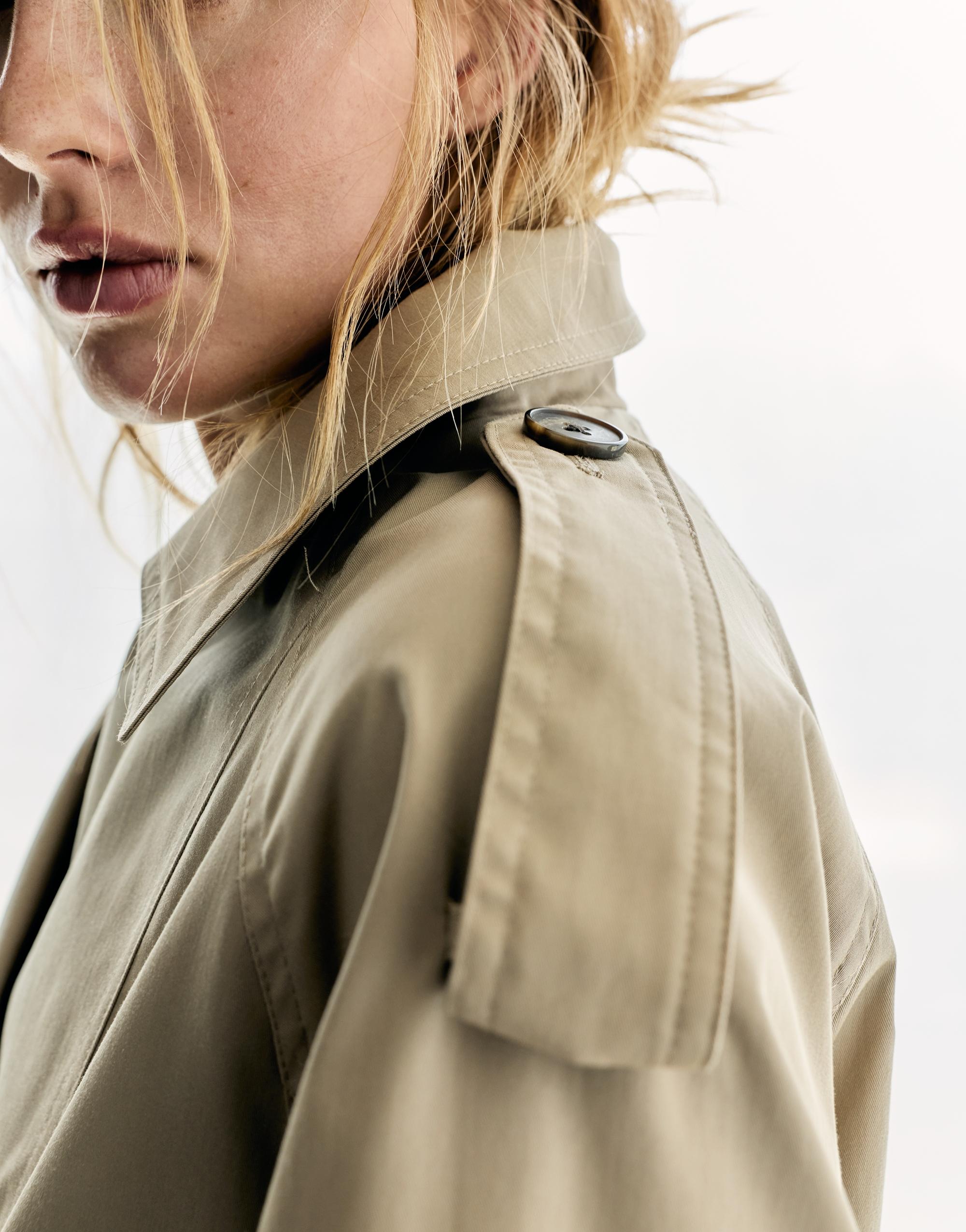 Balloon-fit short trench coat — Sand
