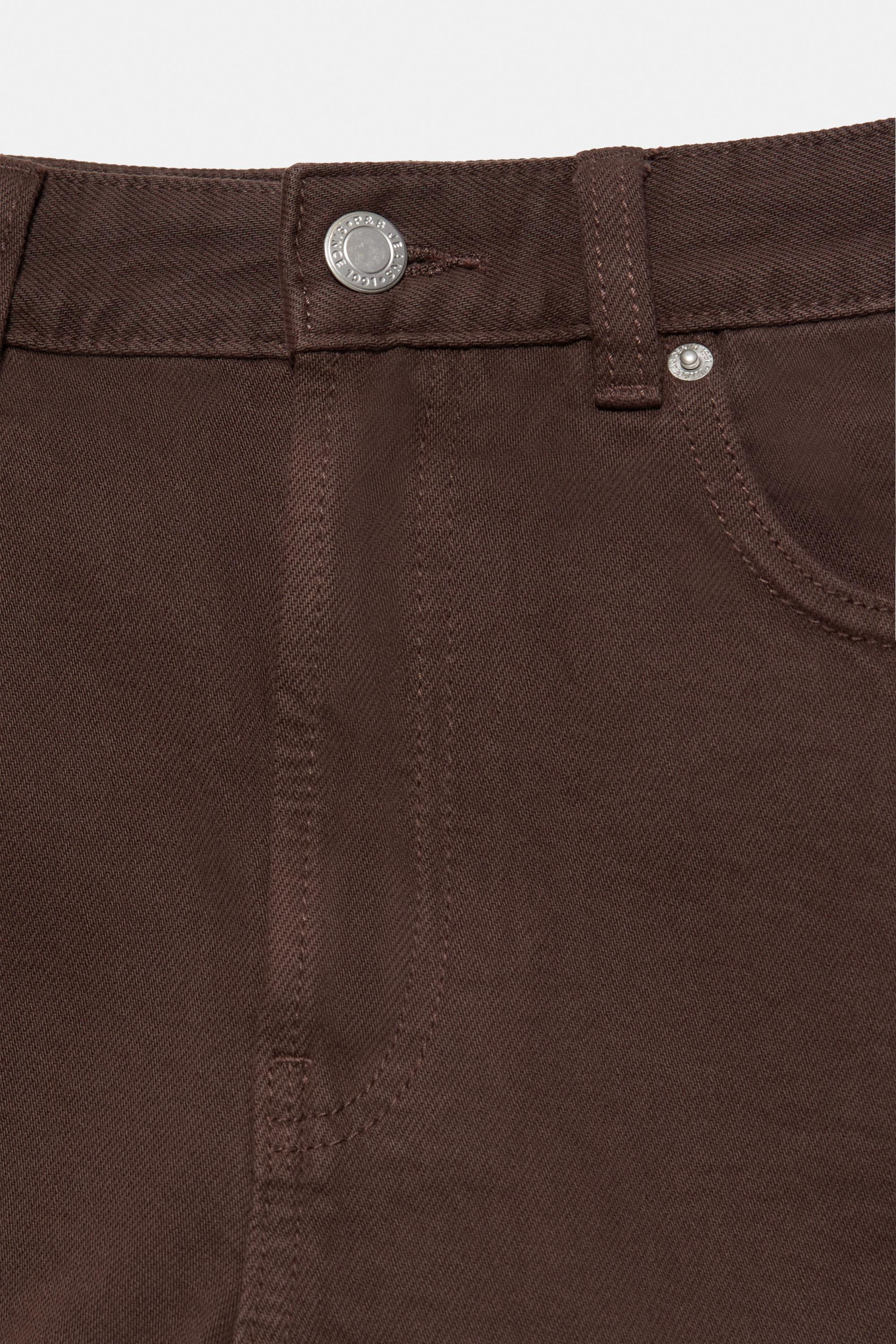 Denim mom fit shorts with turn-up hems — Brown