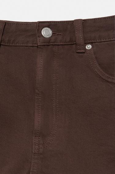Denim mom fit shorts with turn-up hems — Brown 6