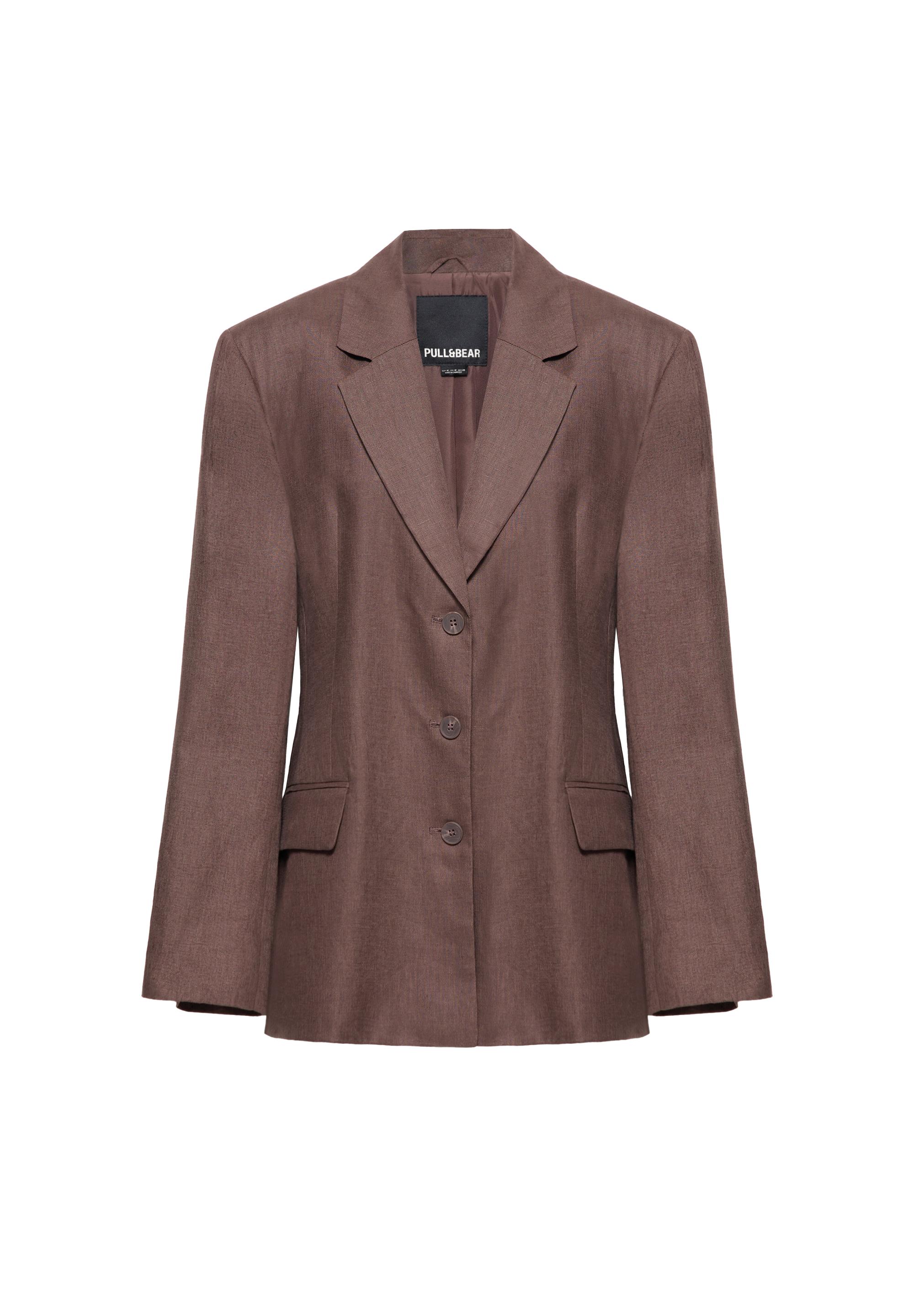 100% linen fitted blazer — Taupe