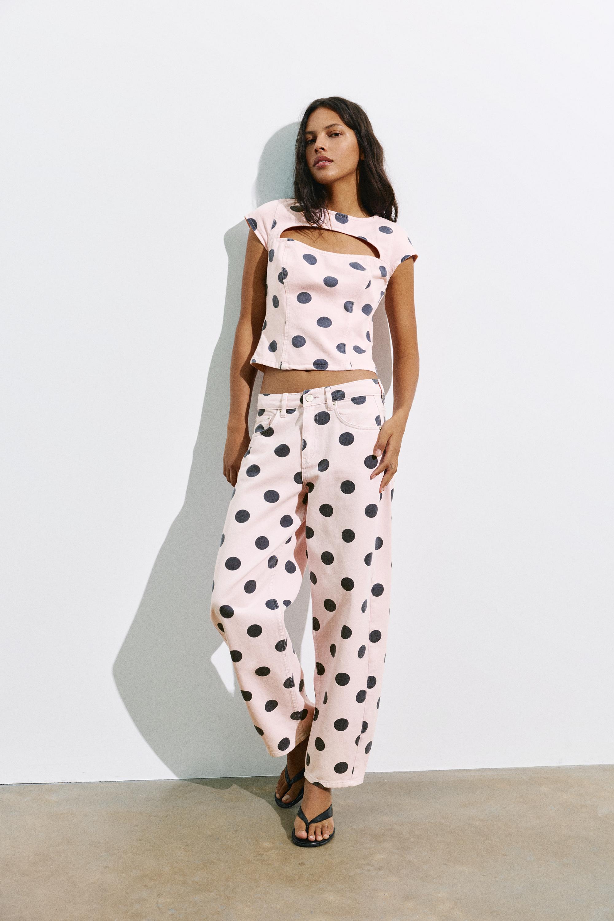 Polka dot cut-out top — Pink