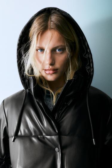 Leather effect puffer jacket — Black 3