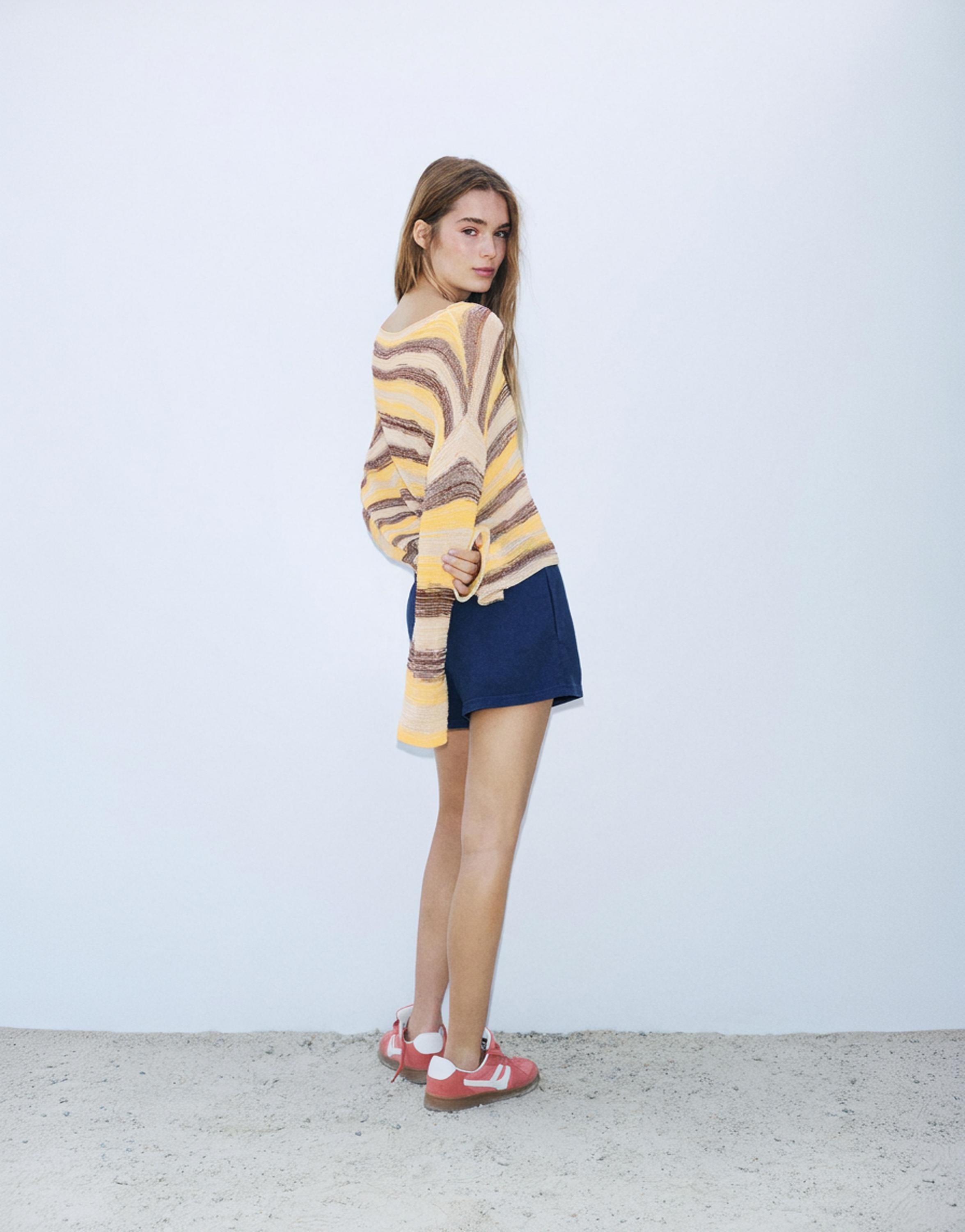 Space dye cutwork jumper — Yellow
