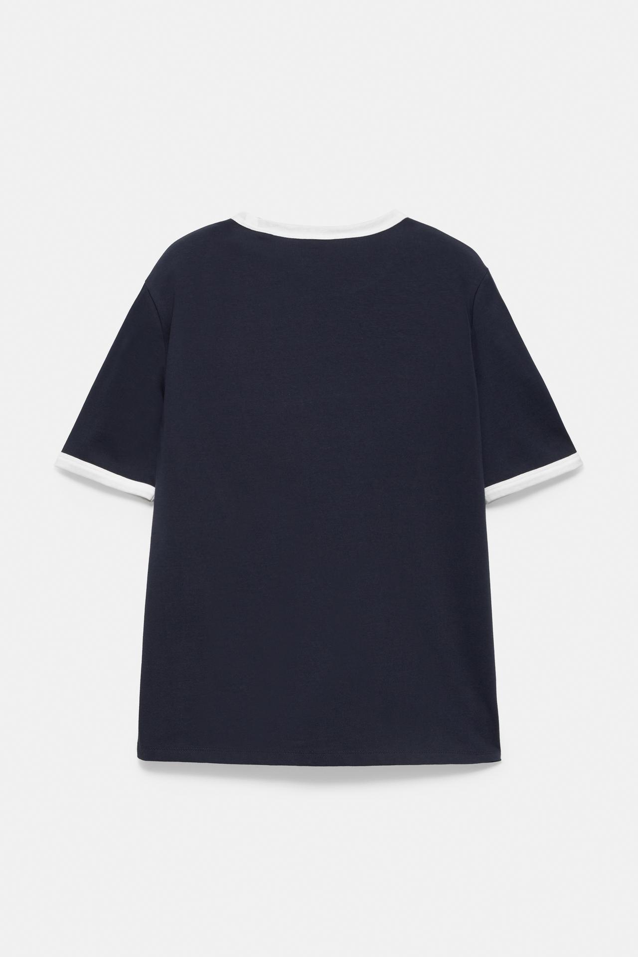Contrast trim T-shirt — Navy