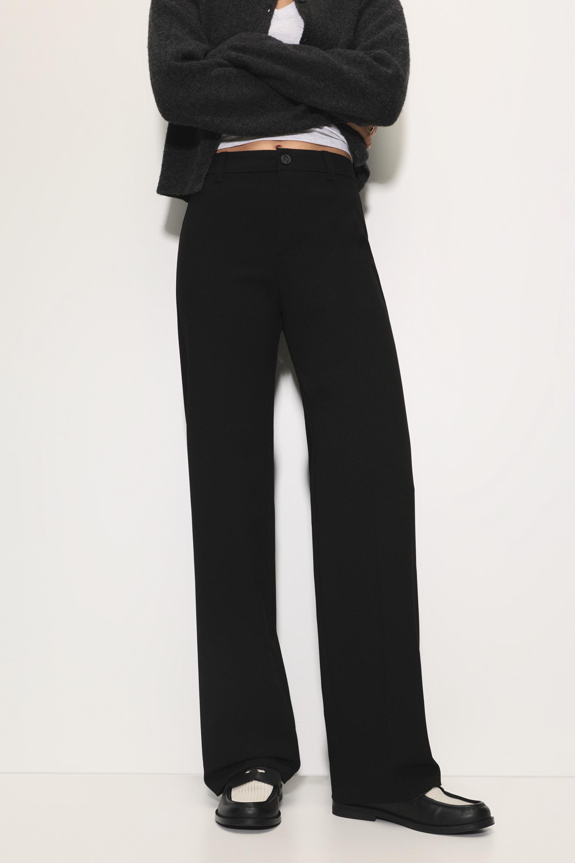 Smart high-waist straight-leg trousers — Black