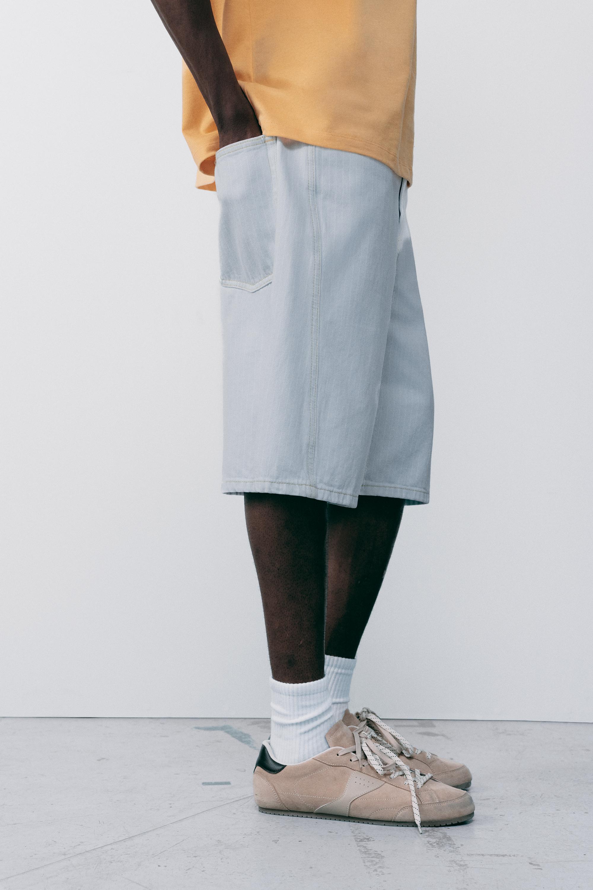 Relaxed-fit seam detail denim Bermuda shorts — Blue