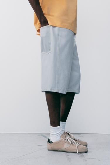 Relaxed-fit seam detail denim Bermuda shorts — Blue 6