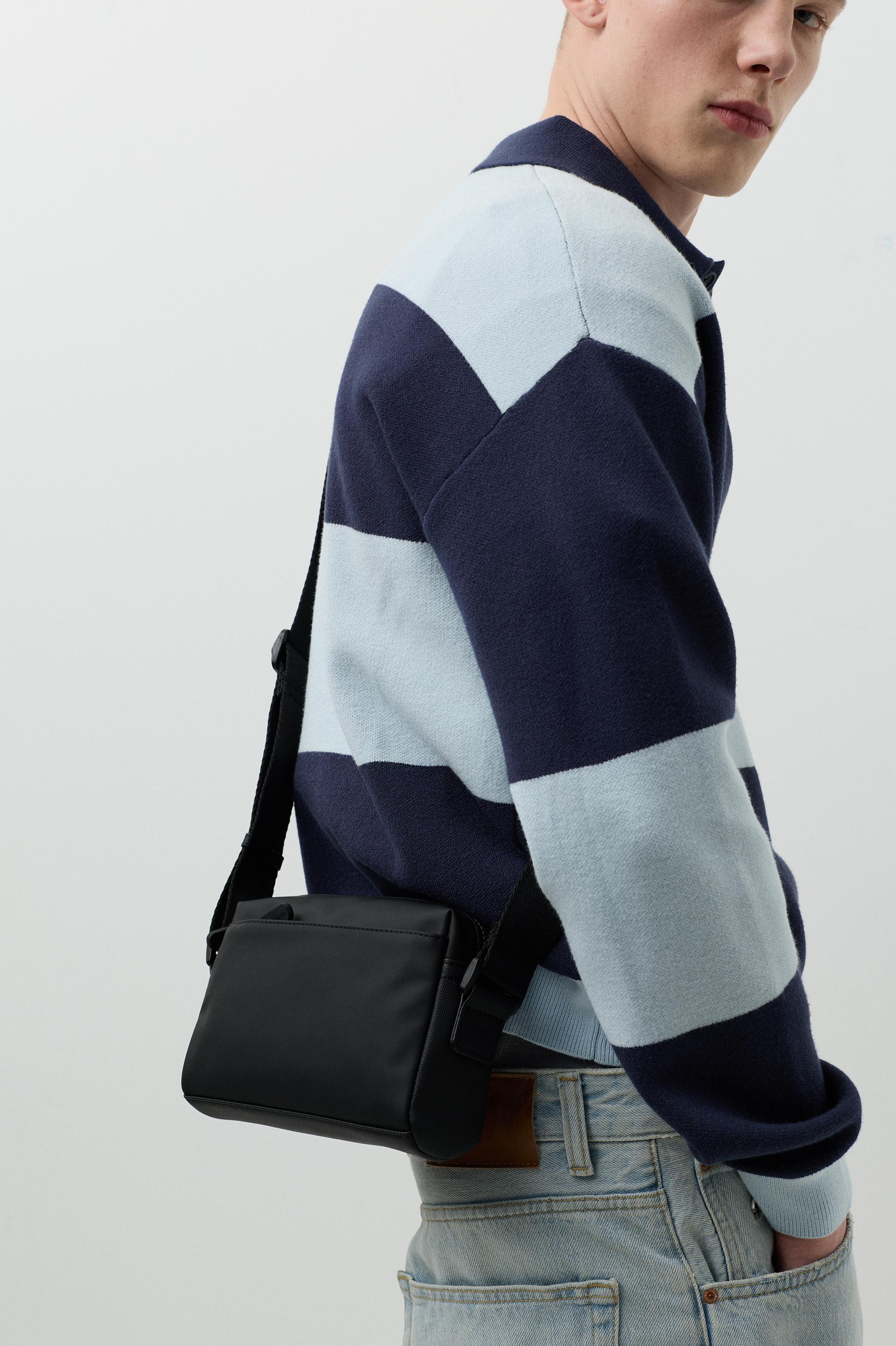 Rubberised crossbody bag — Black