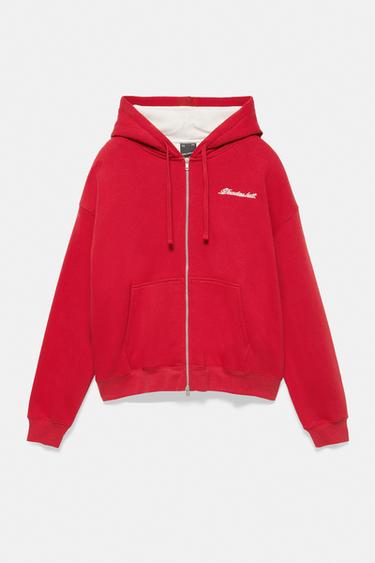Graphic zip-up hoodie — Red 3