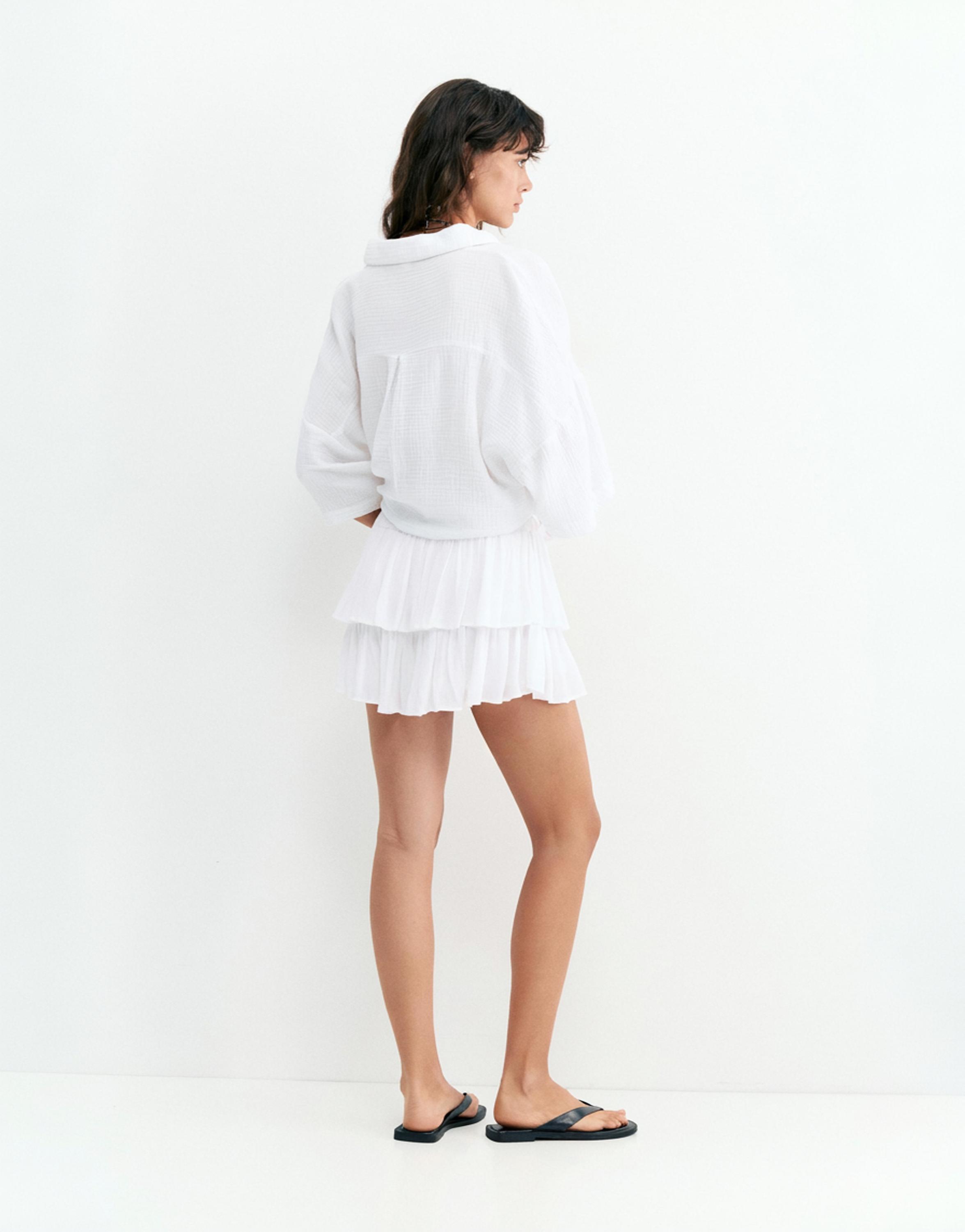 Ruffled skort — White