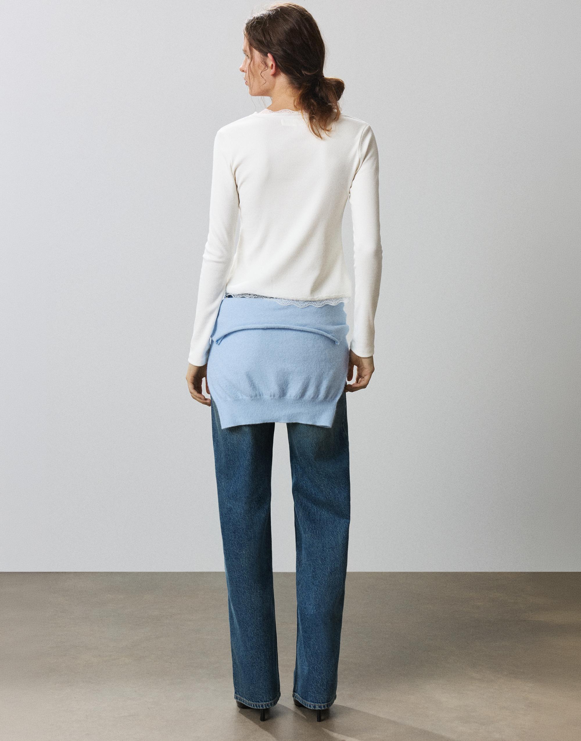 Buttoned lace T-shirt — Ice