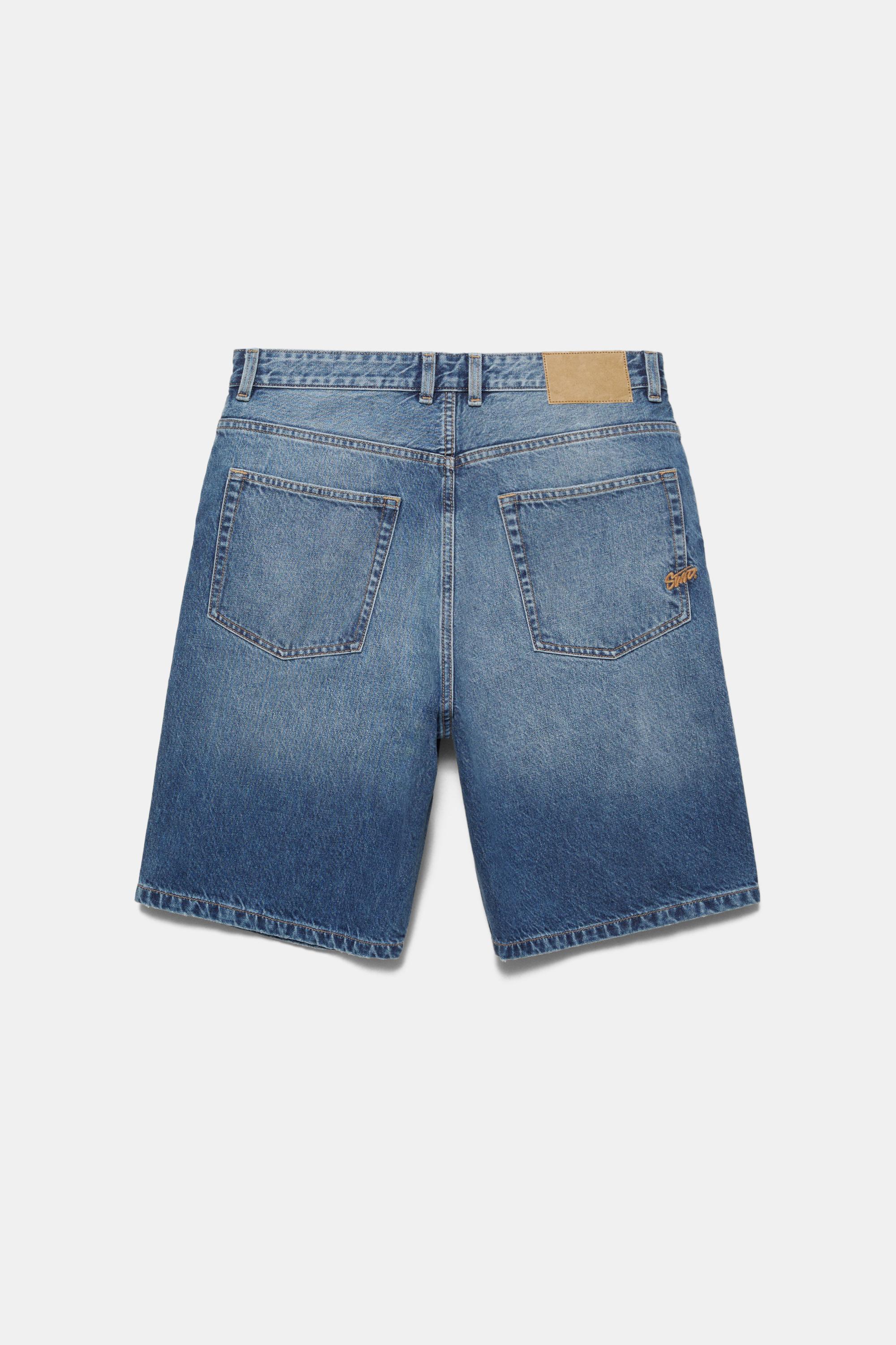 Baggy denim Bermuda shorts — Medium blue