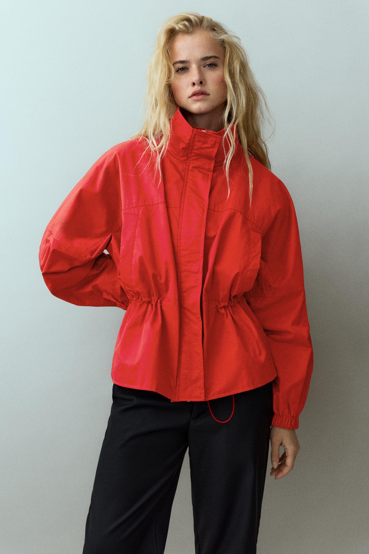 Gathered waist jacket — Red