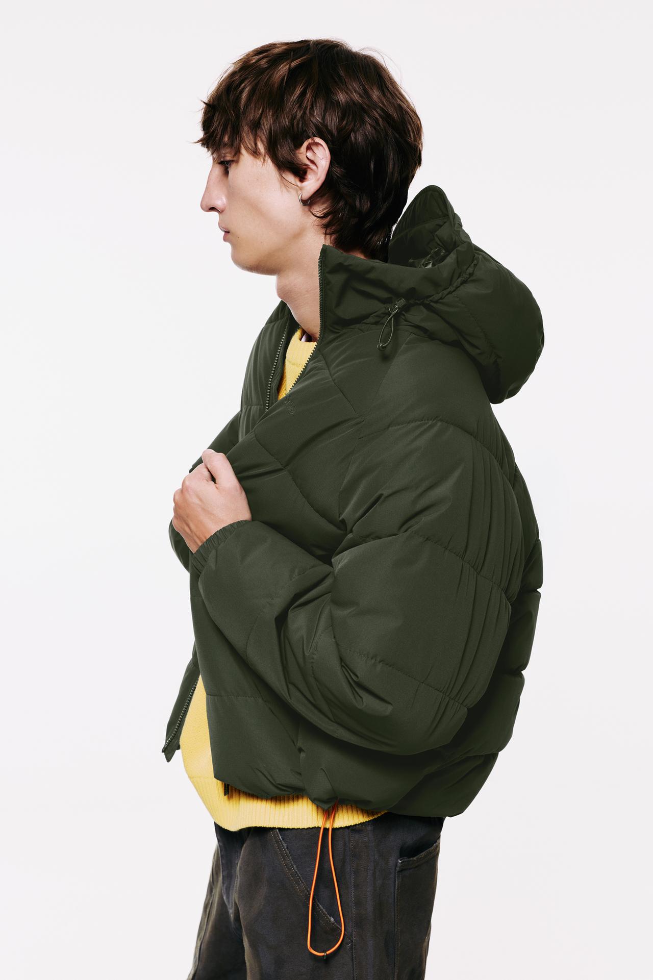 STWD hooded padded jacket — Green marl