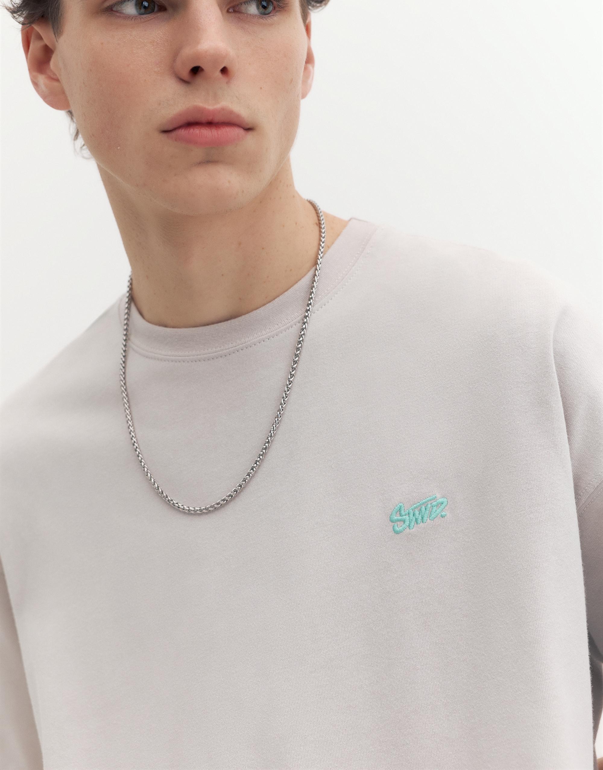 Boxy STWD logo T-shirt — Pearl grey