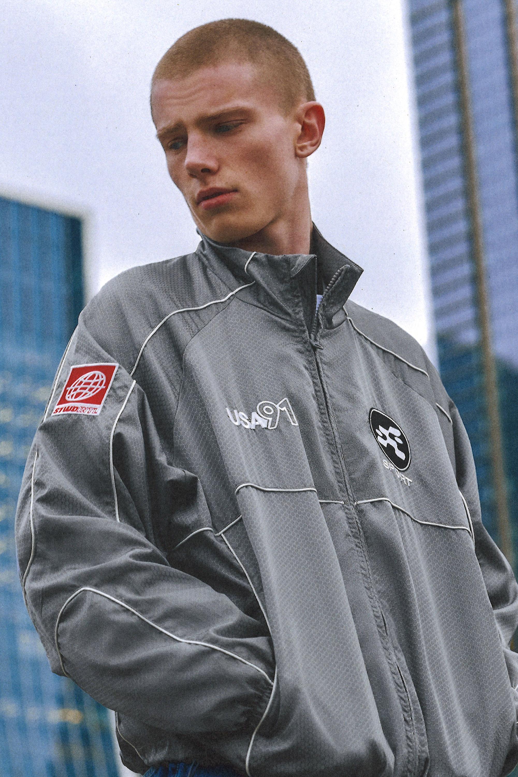 STWD contrast seam jacket — Medium grey
