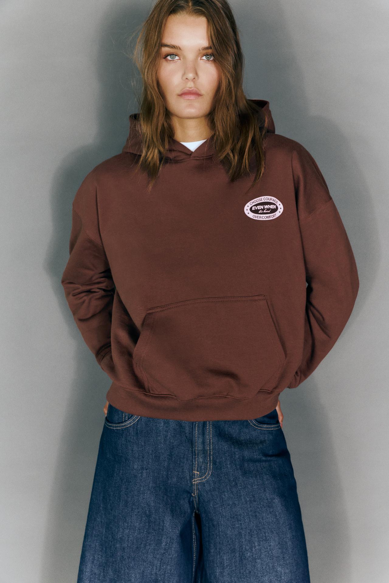 Graphic hoodie — Brown
