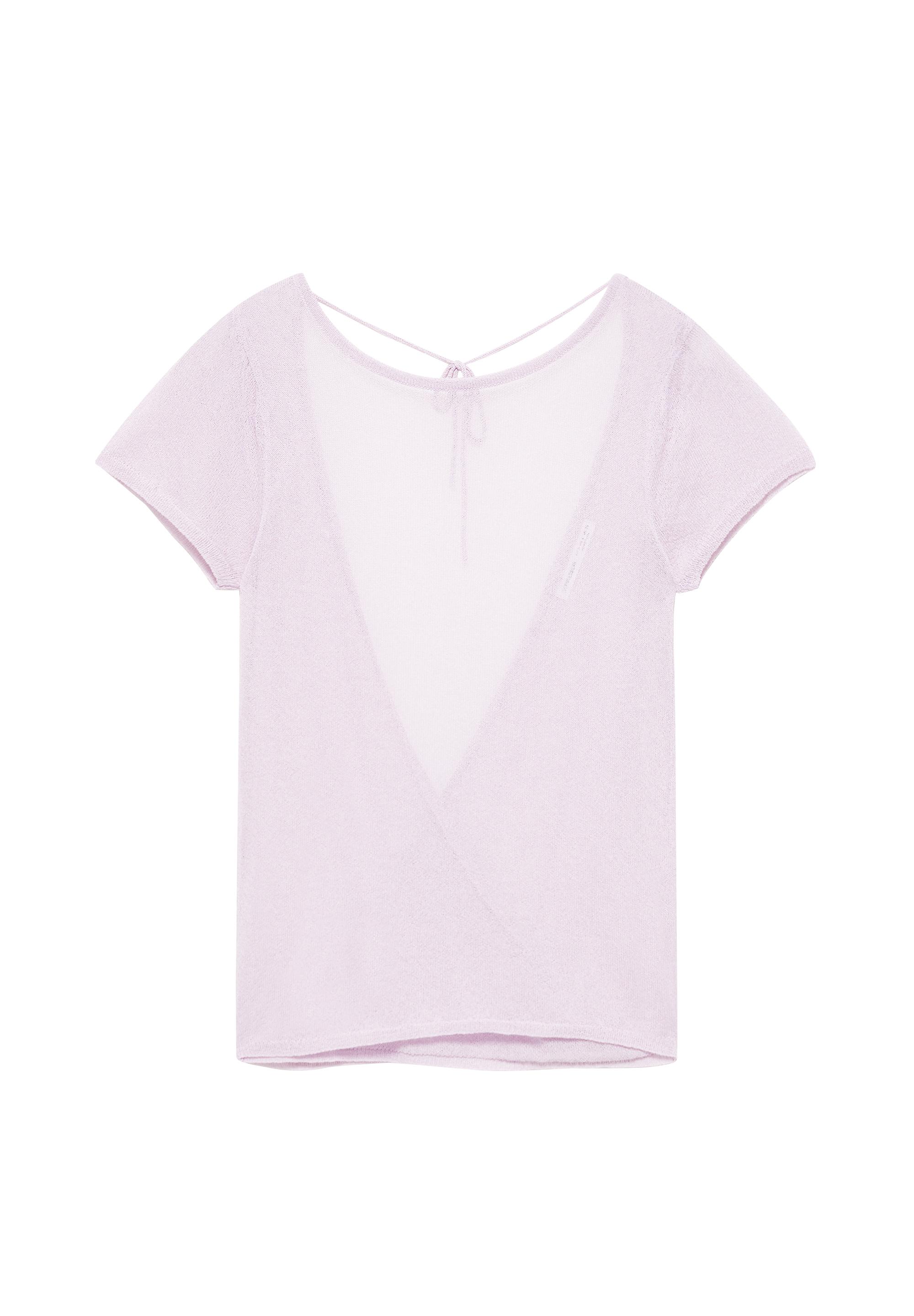 Short sleeve open-back knit top — Lilac