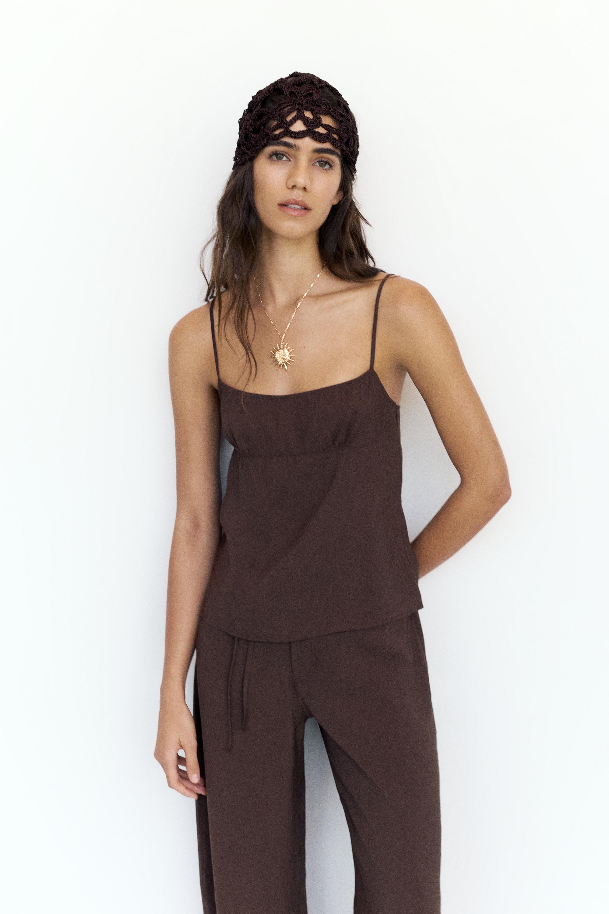 Flowing strappy top — Brown