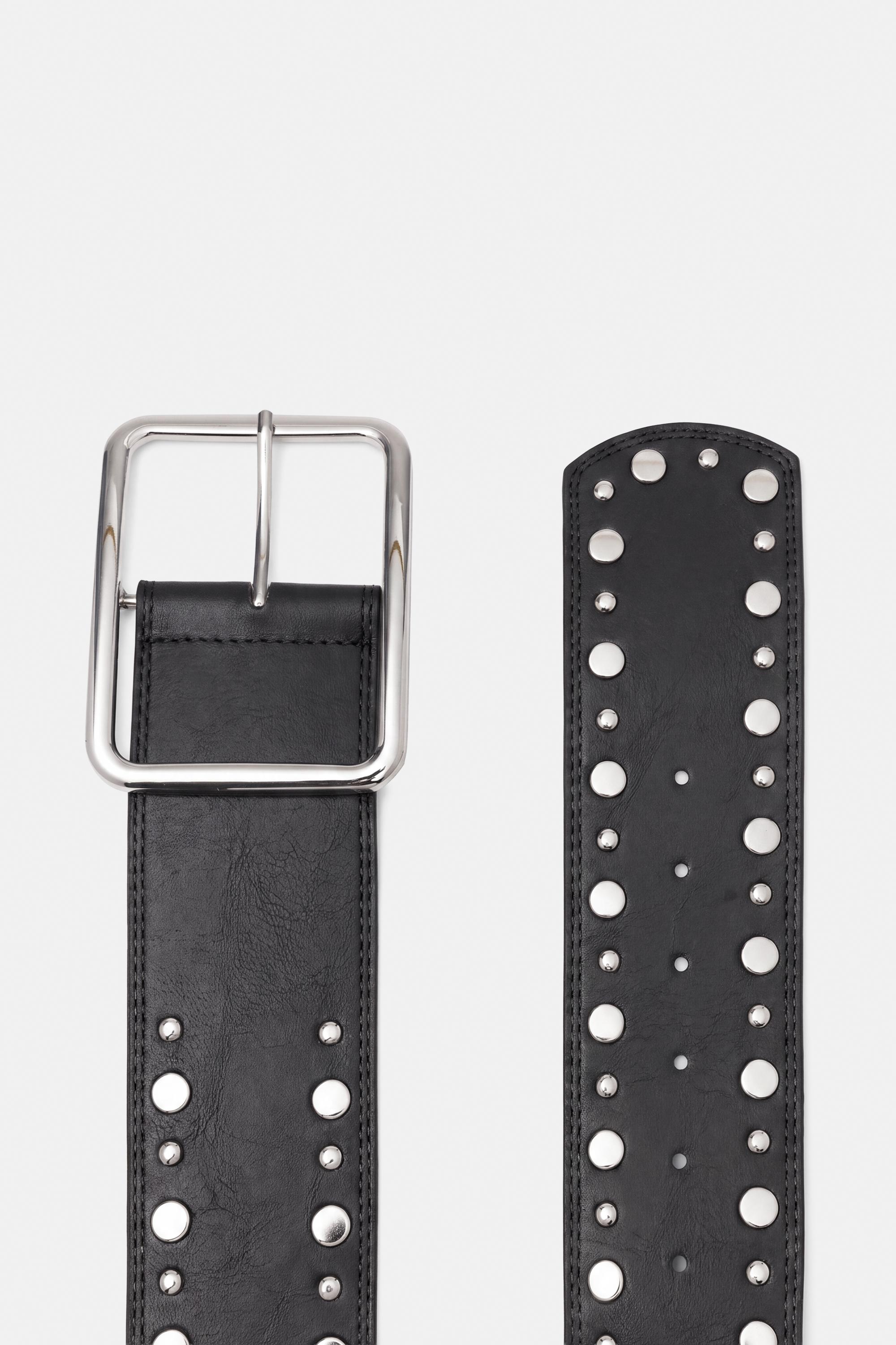 Wide studded belt — Black