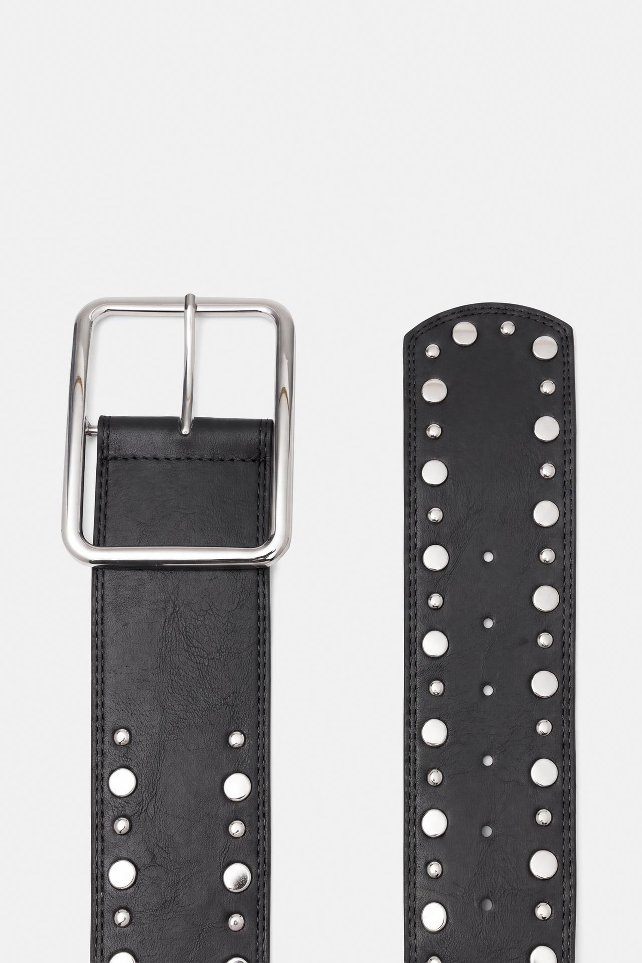 Wide studded belt — Black
