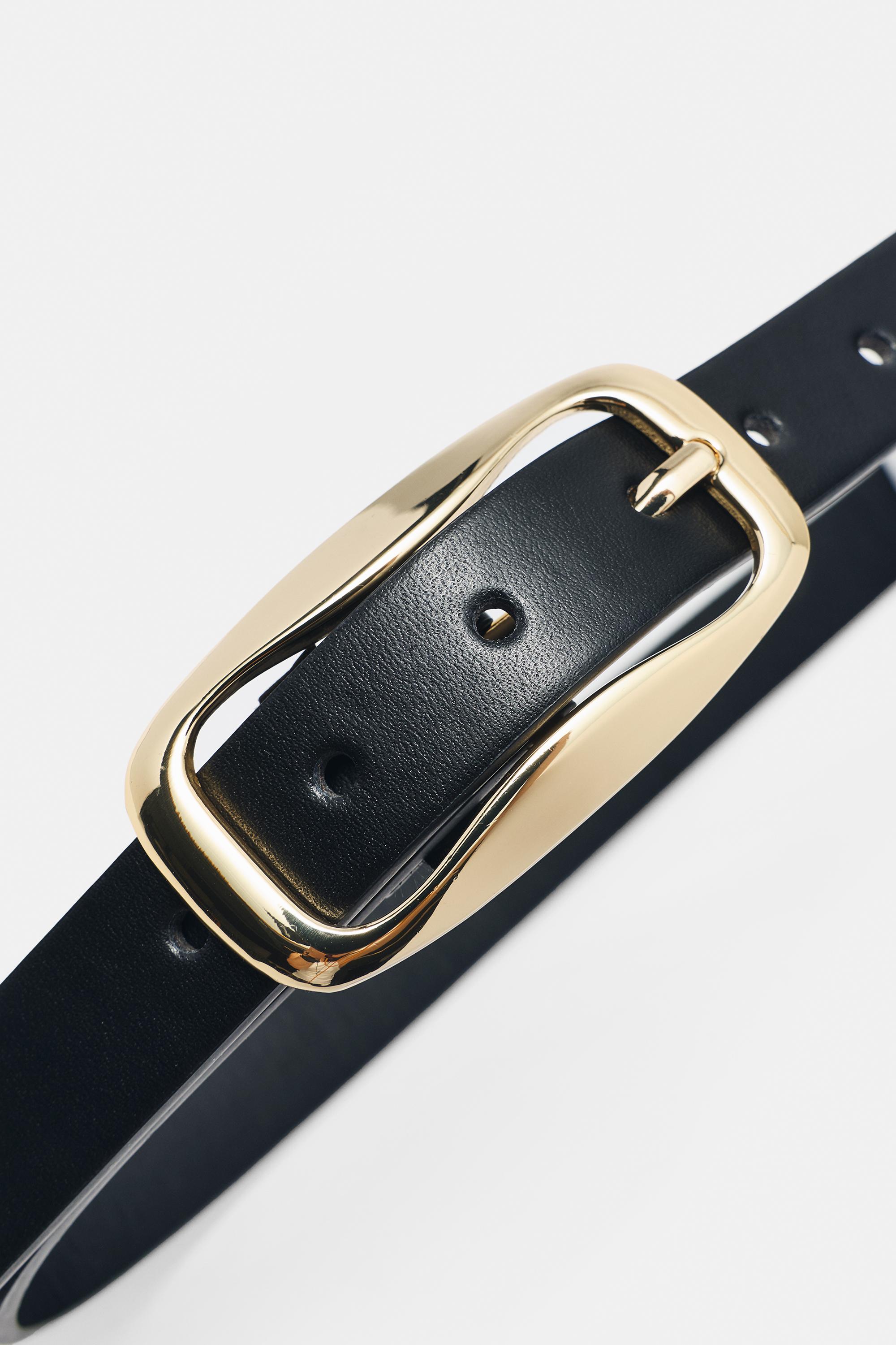 Slim belt with irregular buckle — Black