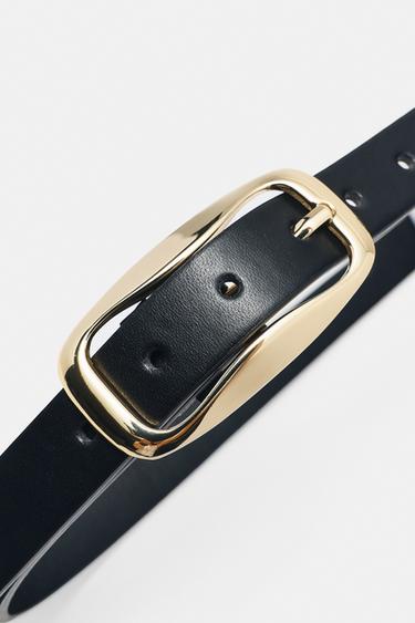 Slim belt with irregular buckle — Black 2