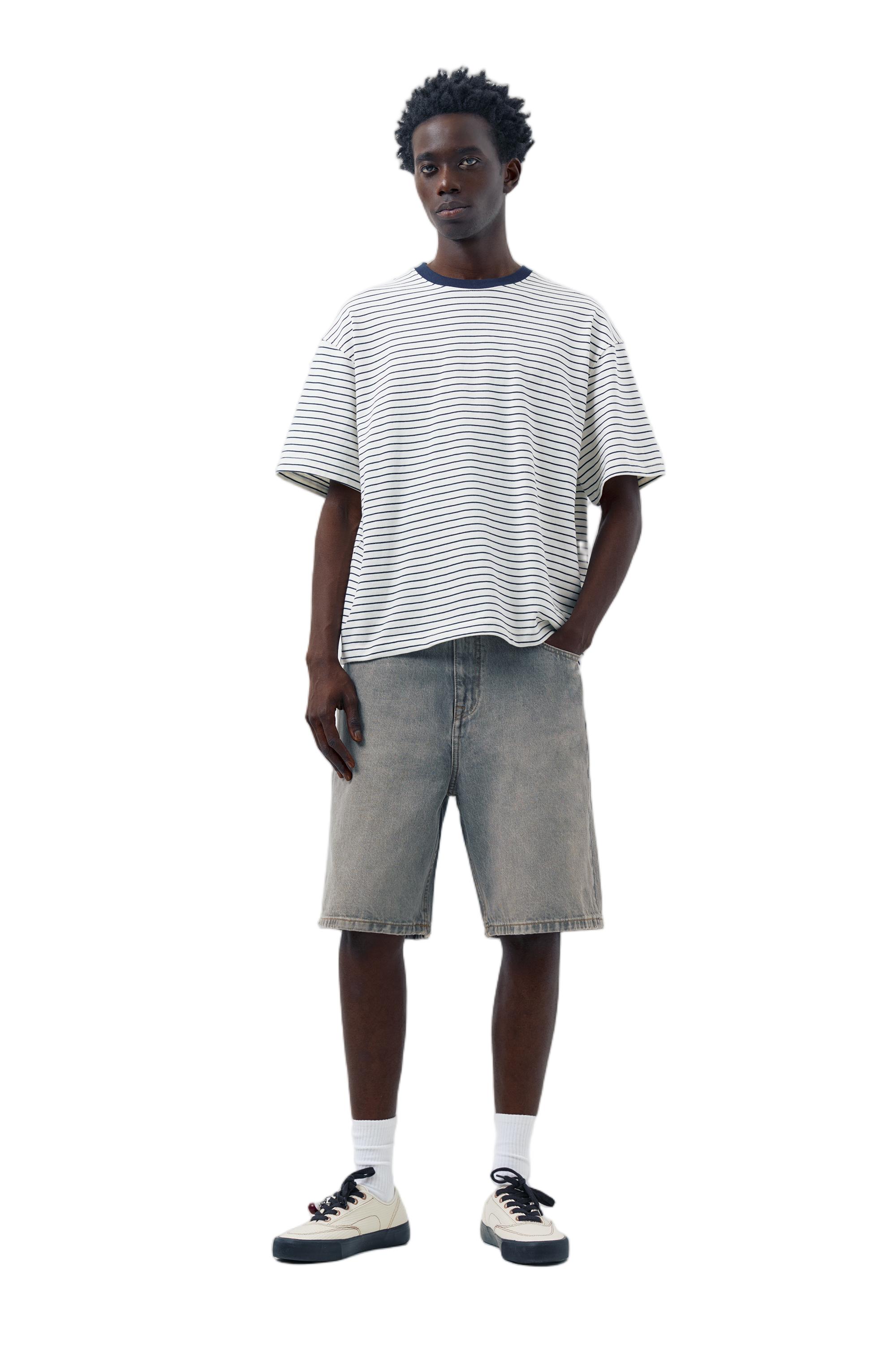 Baggy relaxed fit denim Bermuda shorts — Dark grey