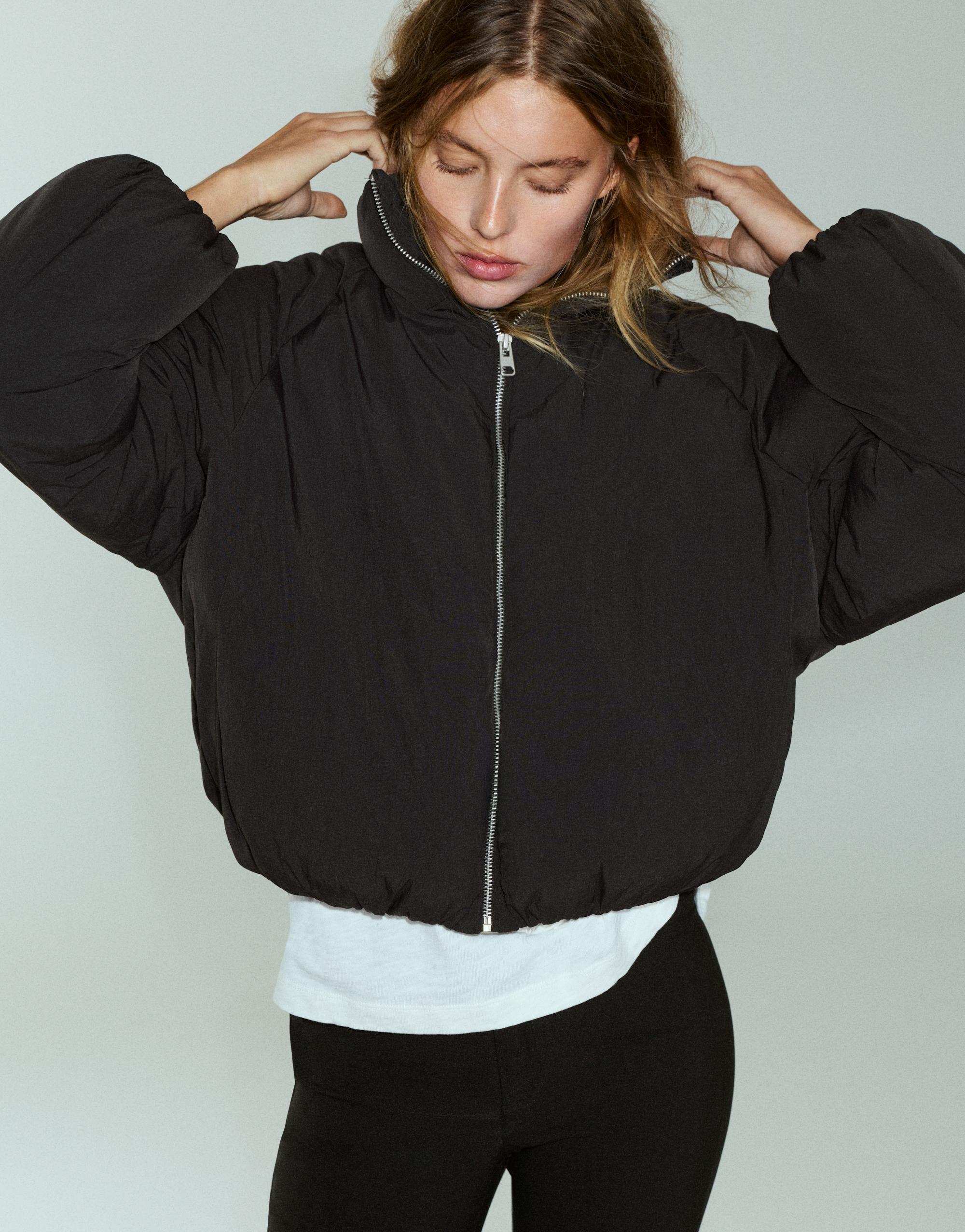 Pull&Bear Dik yaka şişme mont görsel 5