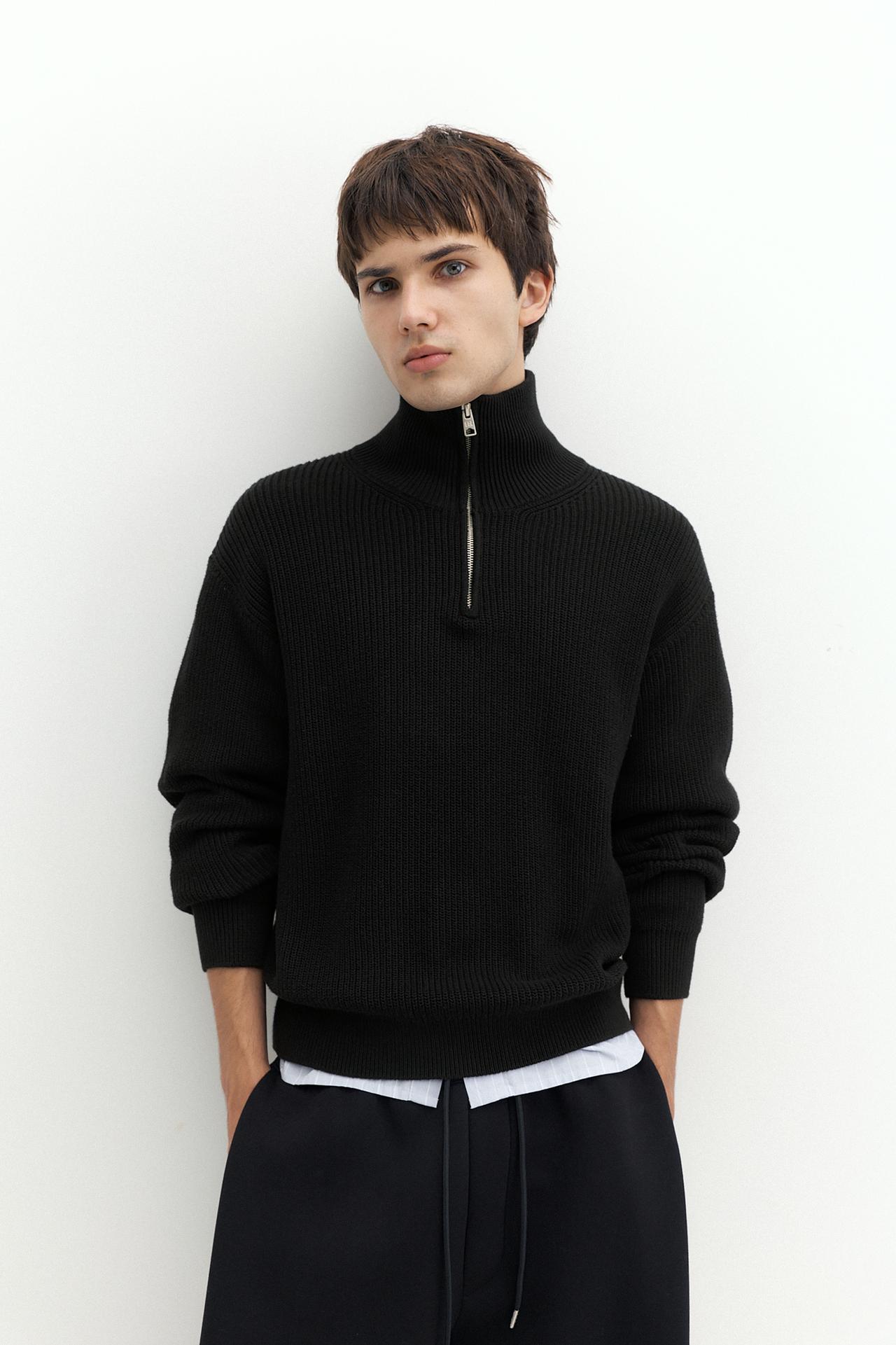 Quarter-zip jumper — Black