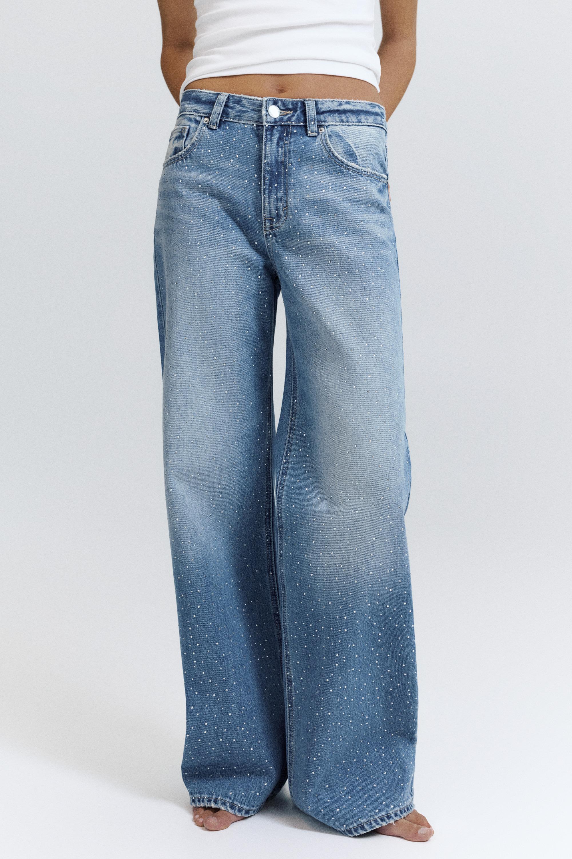 Işıltılı baggy straight fit jean - Görsel 19