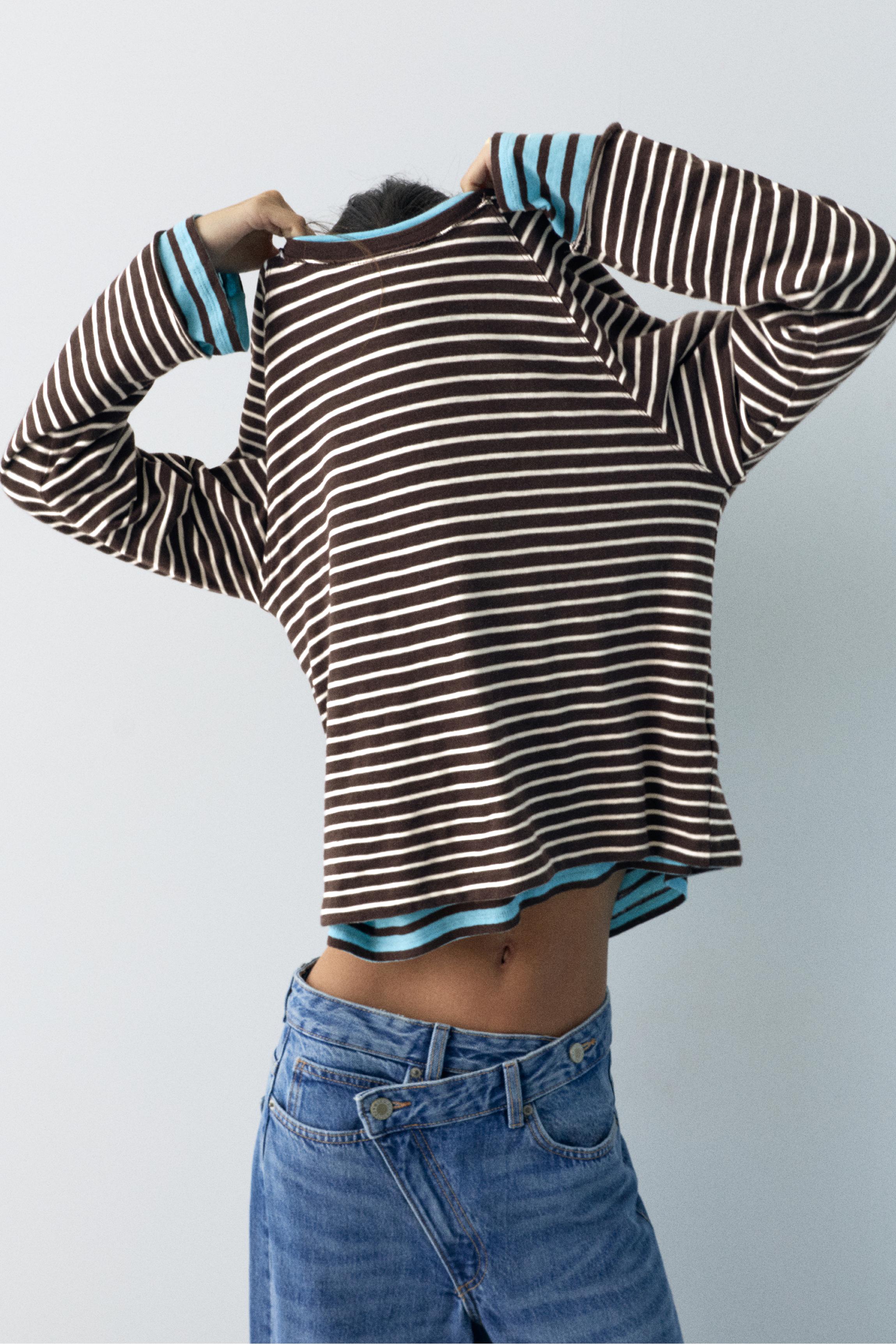 Long sleeve raglan T-shirt — Striped