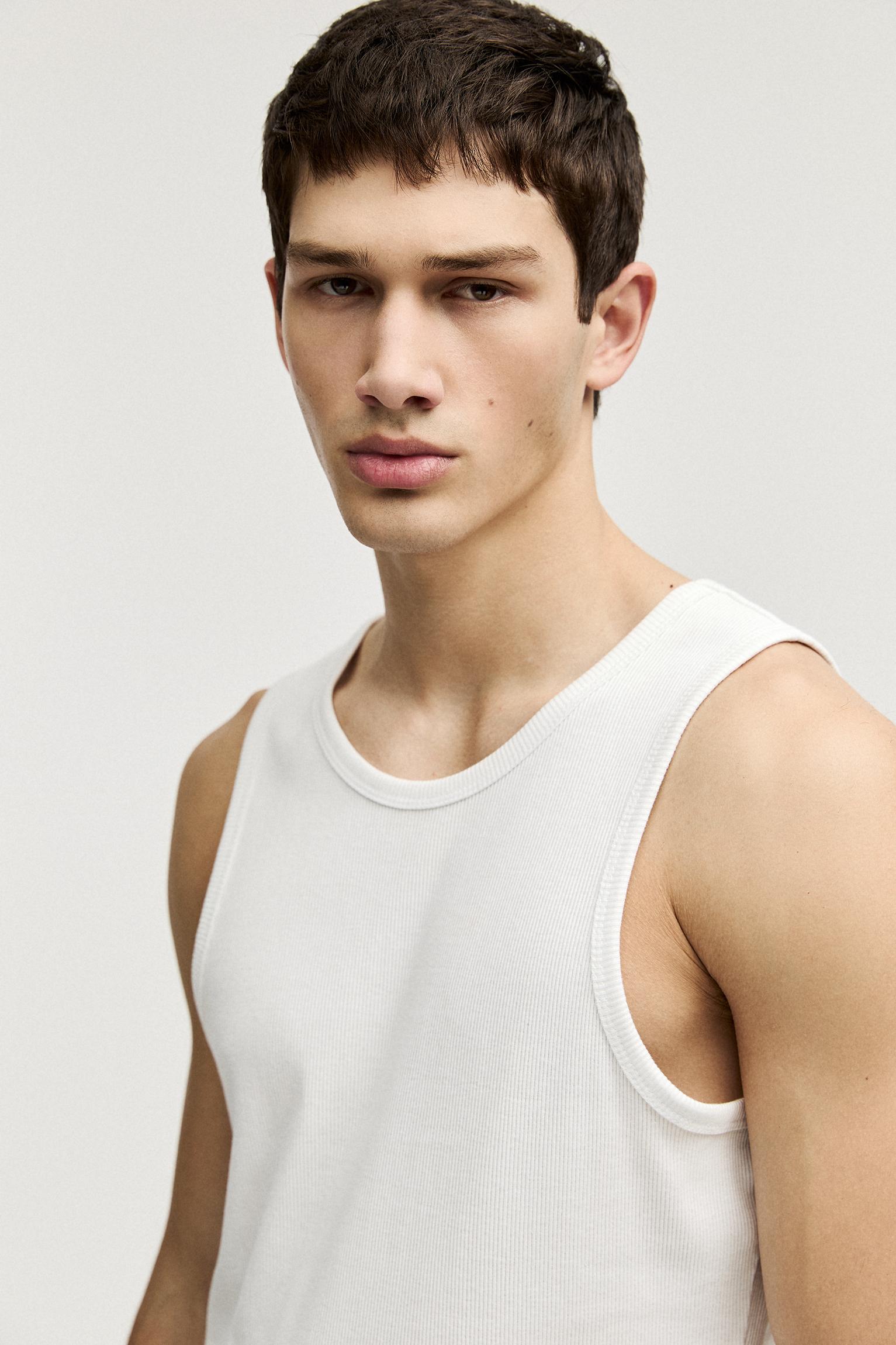 Ribbed tank top — White