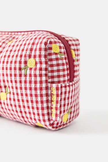 Gingham fruit wash bag — Red 3