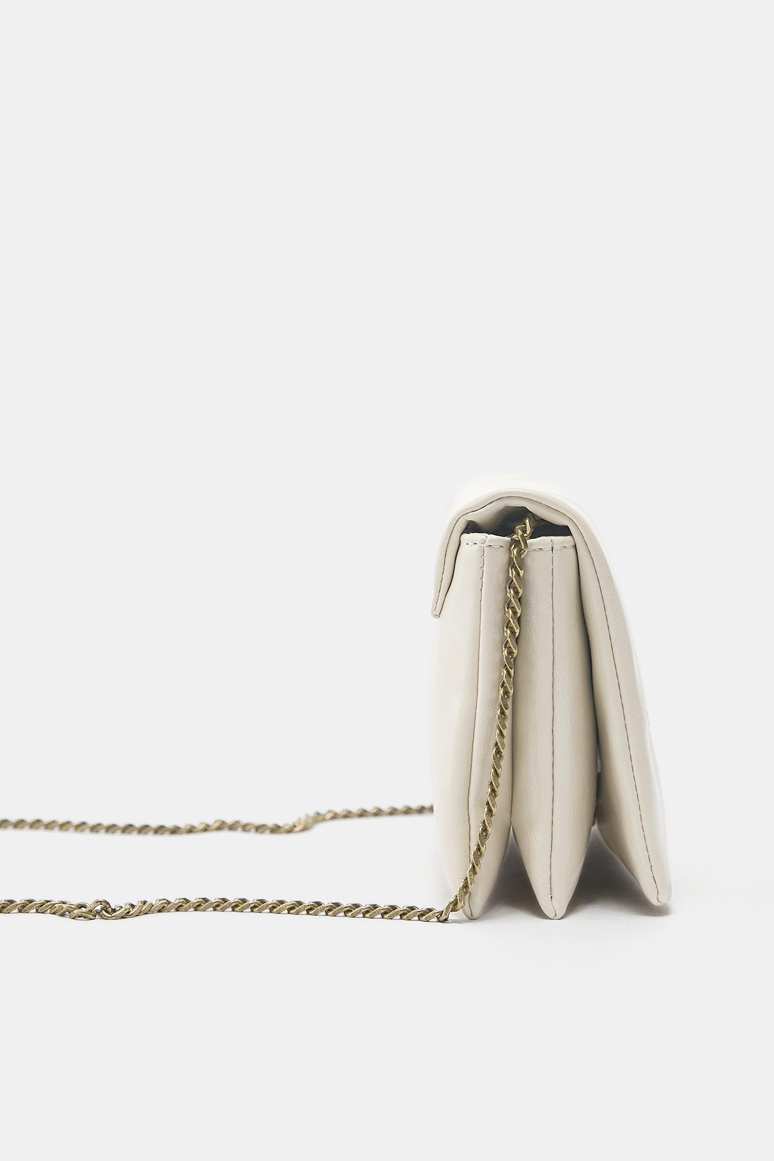 Crossbody bag with seams — Ecru
