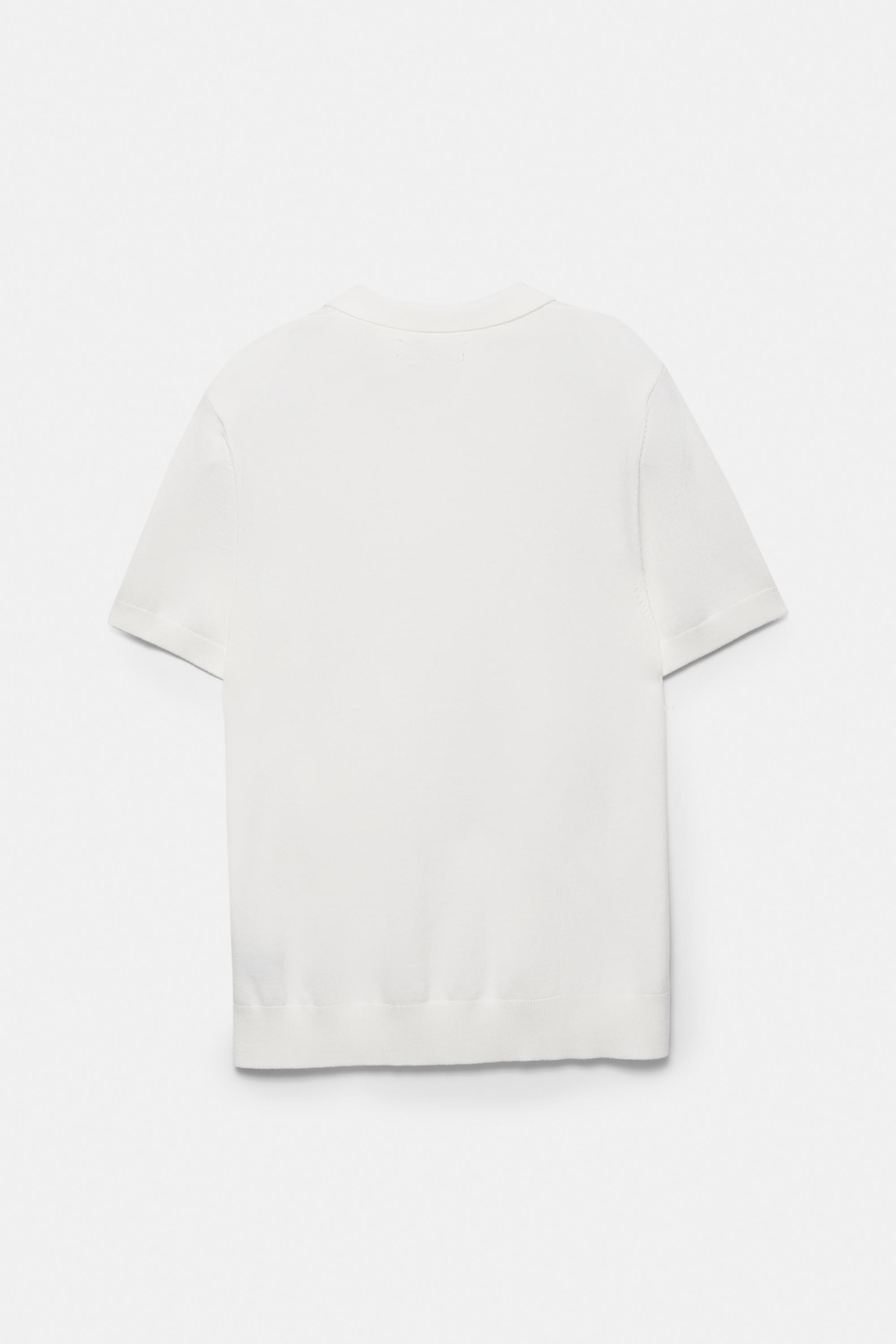 Short sleeve knit polo shirt — Off white