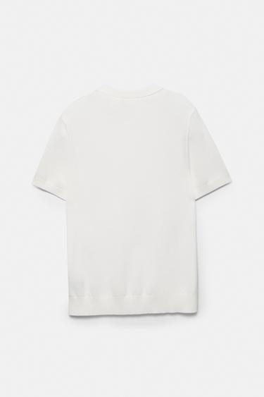 Short sleeve knit polo shirt — Off white 7