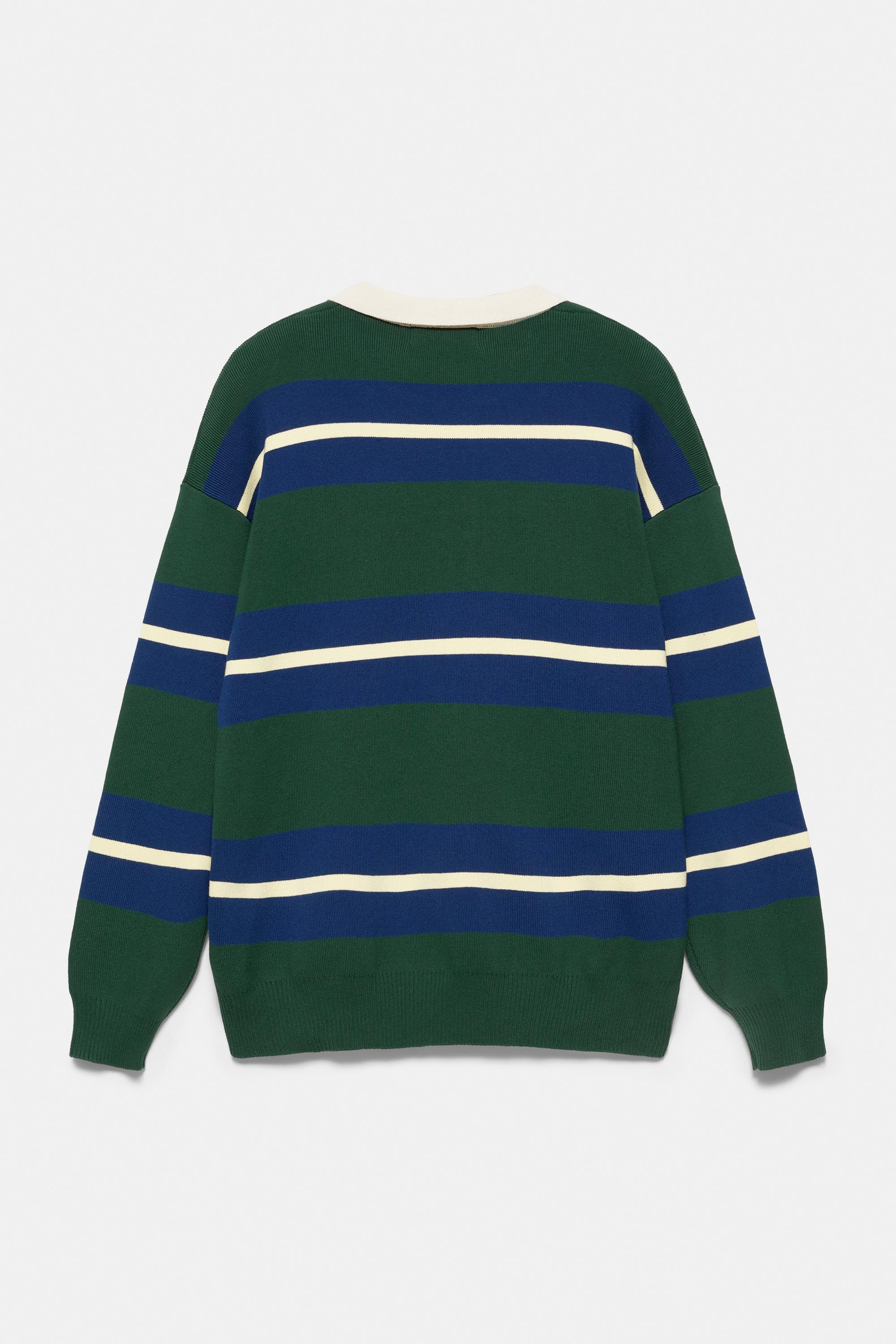 Striped knit polo shirt — Bottle