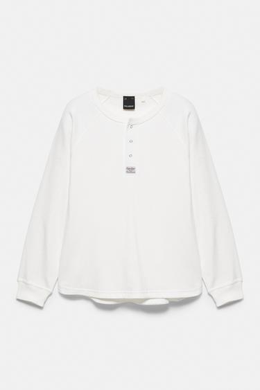 Henley-neck T-shirt — Off white 6