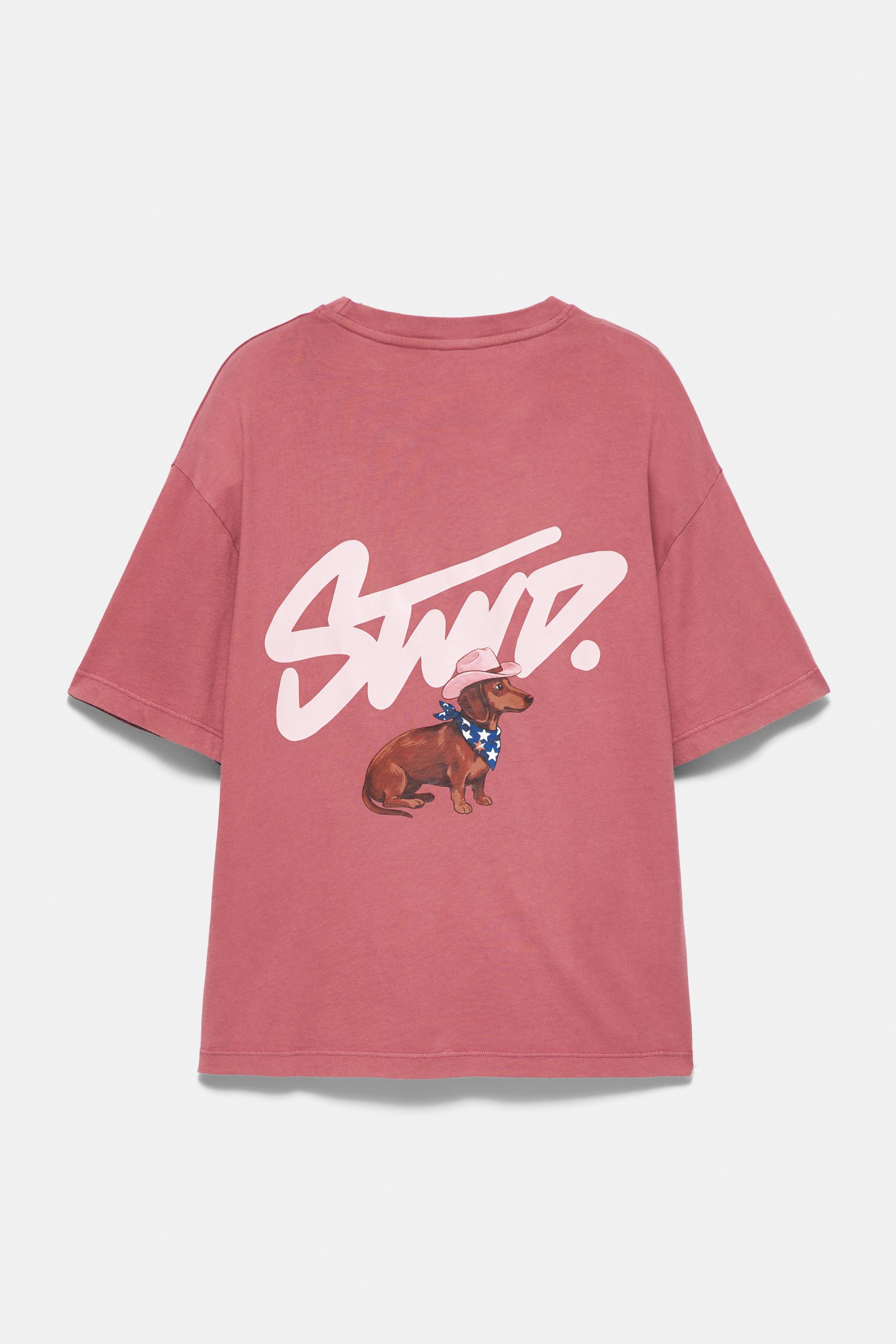 STWD dog graphic T-shirt — Dark pink