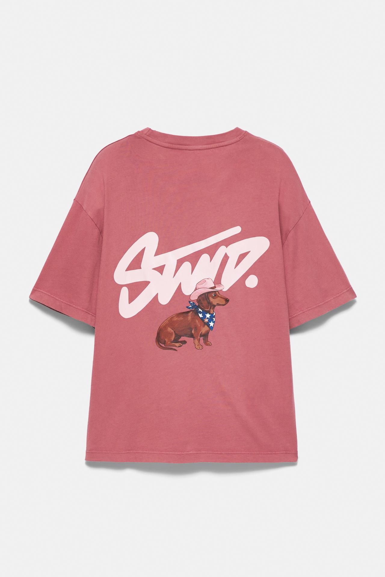 STWD dog graphic T-shirt — Dark pink