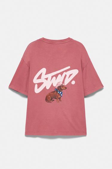 STWD dog graphic T-shirt — Dark pink 7