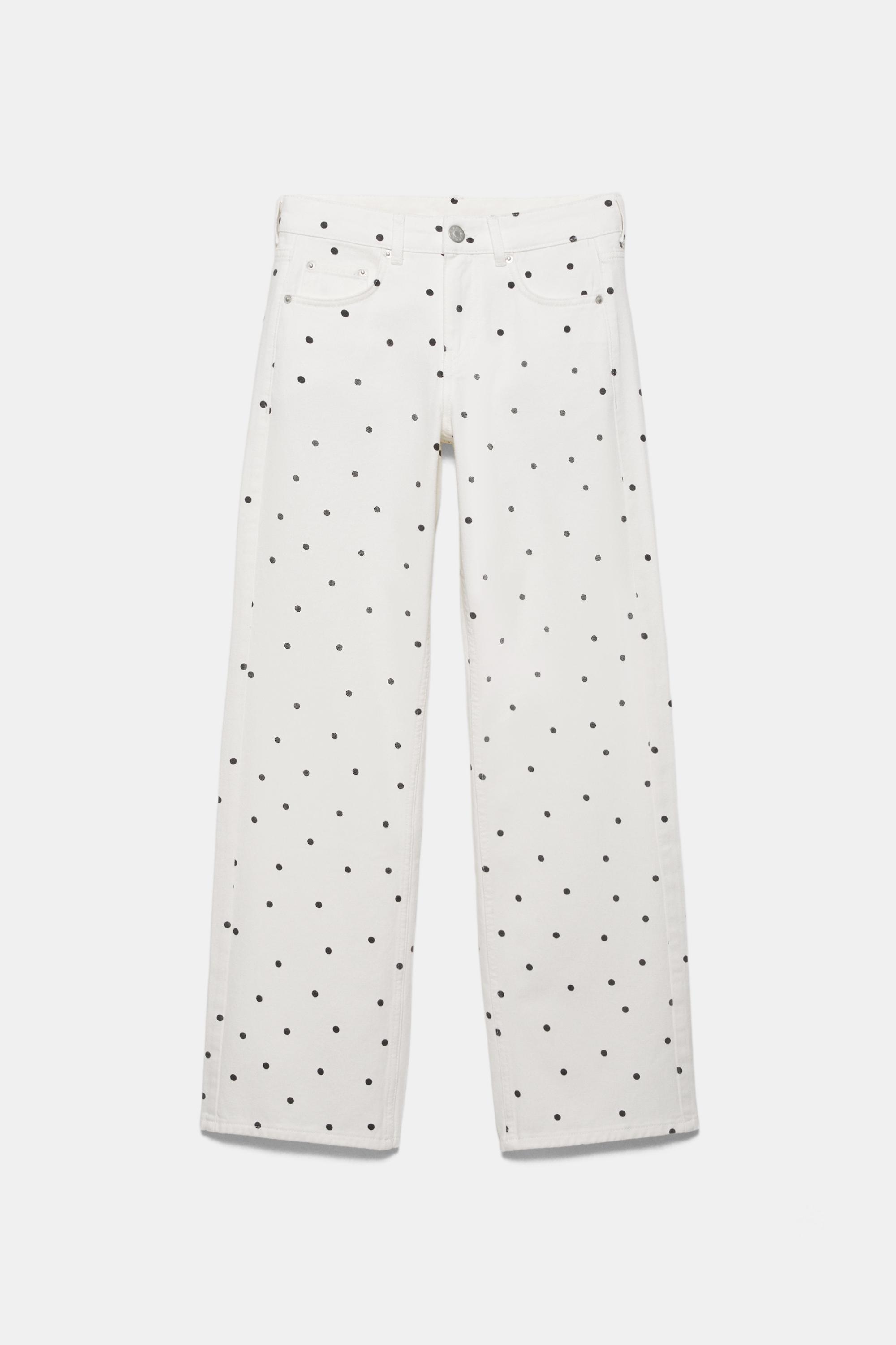 Polka dot straight-leg jeans