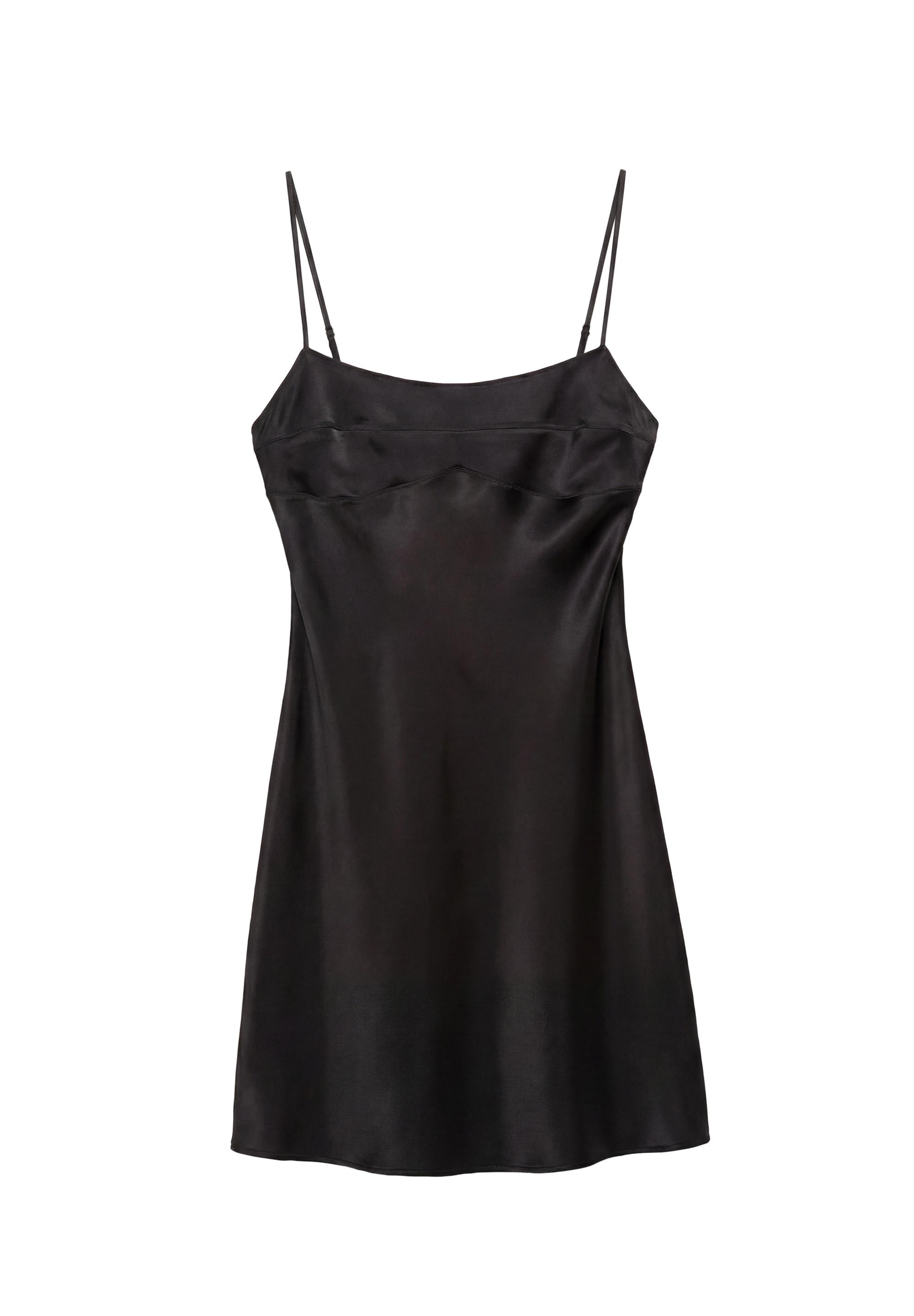 Short satin strappy dress — Black