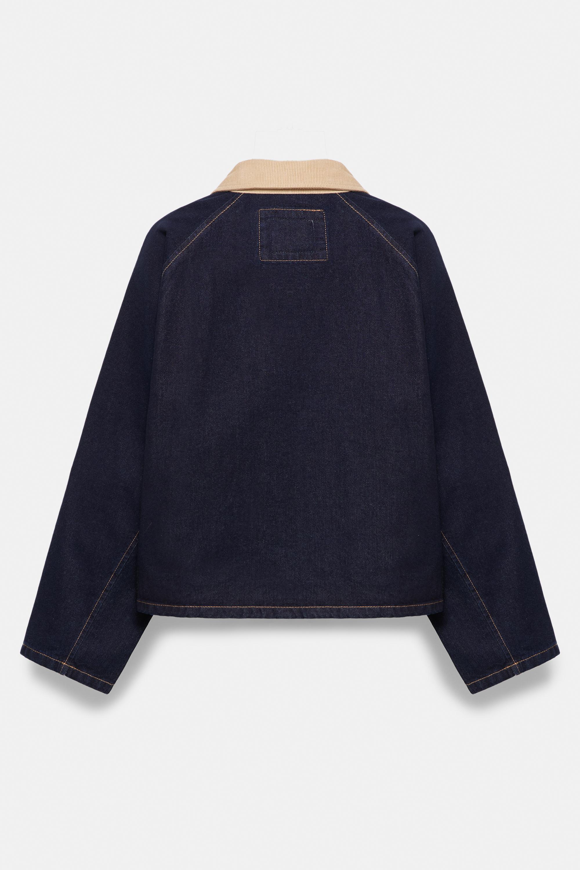 Contrast collar denim jacket — Dark navy (alternate view)