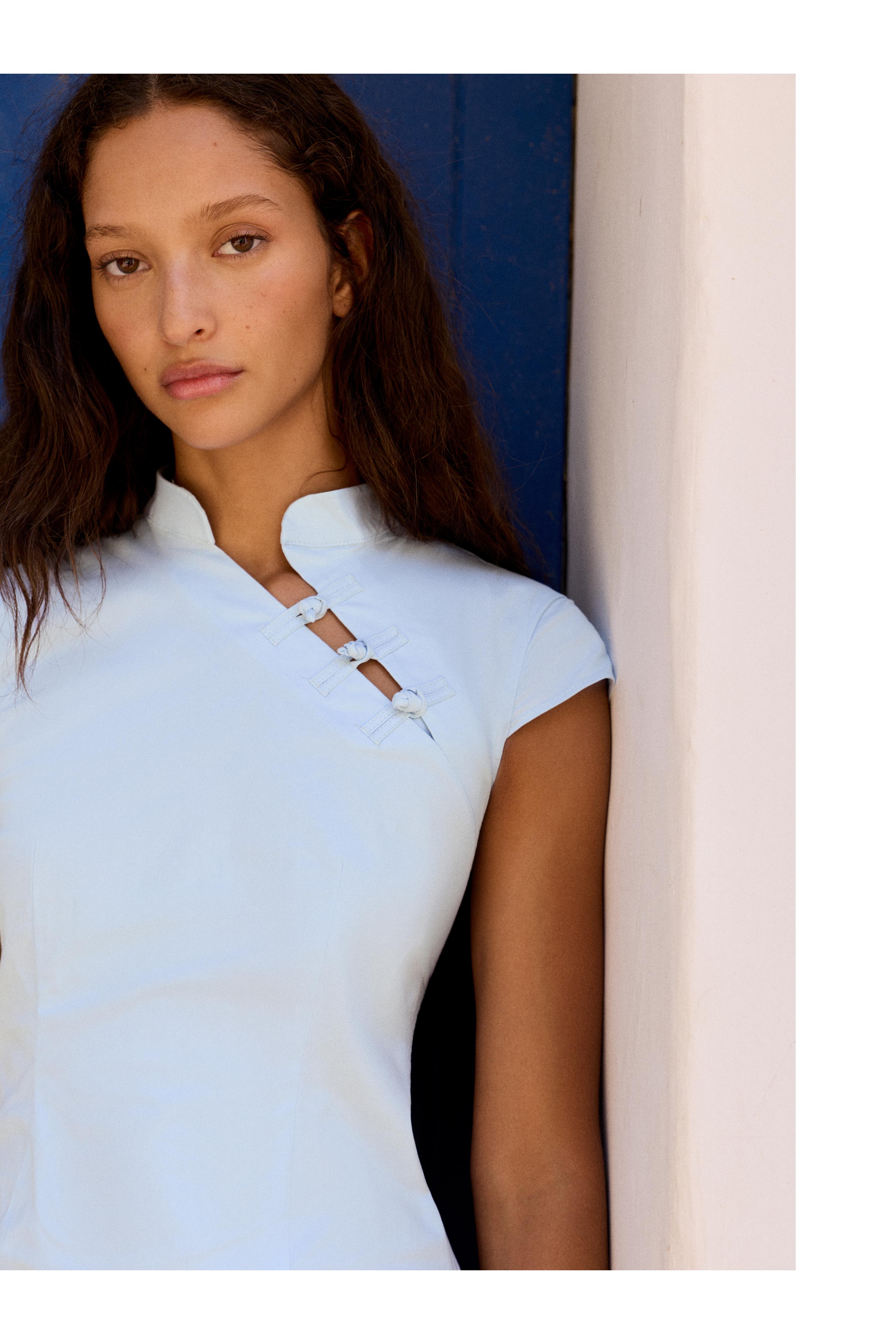 Poplin toggle shirt — Sky blue