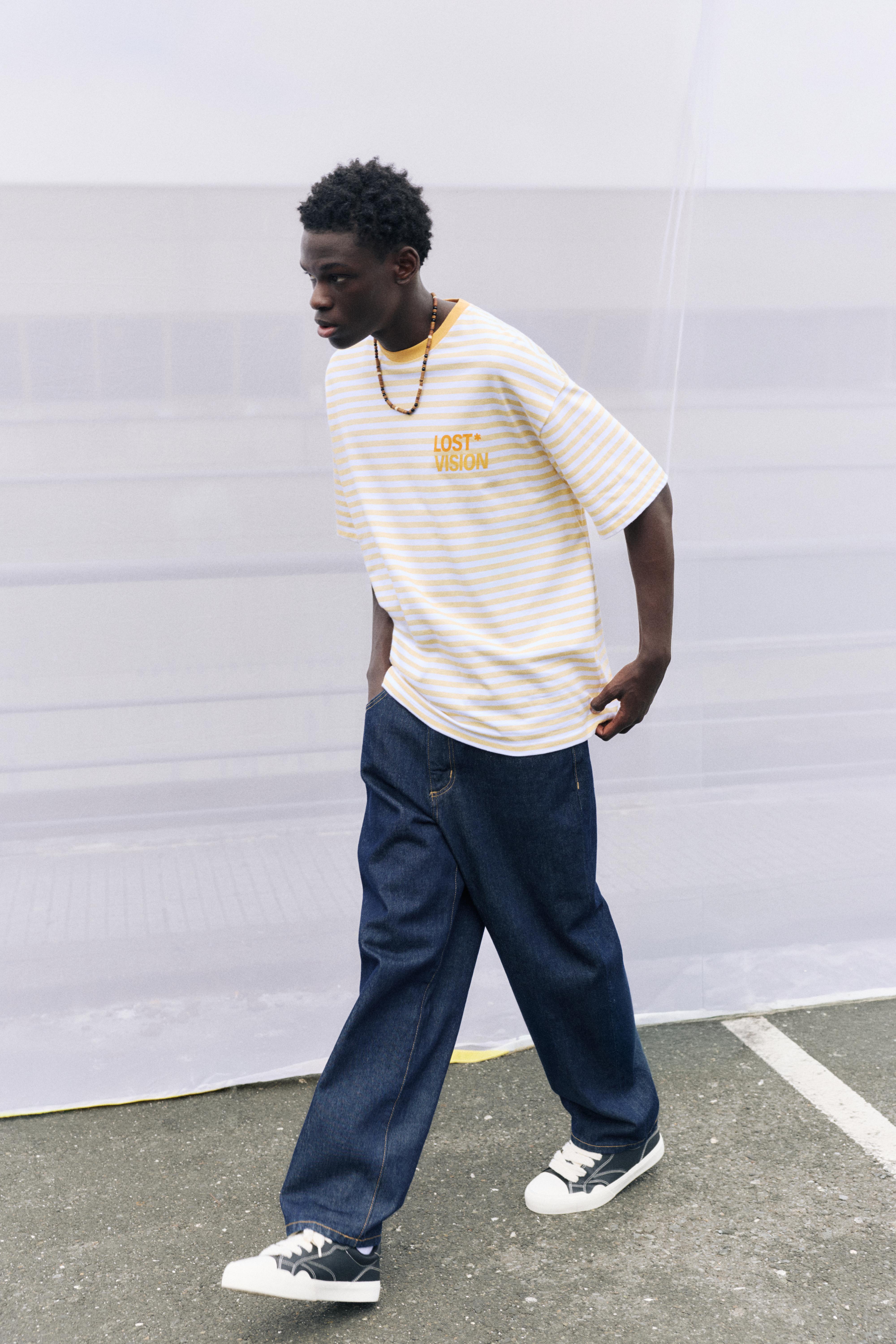 STWD boxy striped T-shirt — Yellow